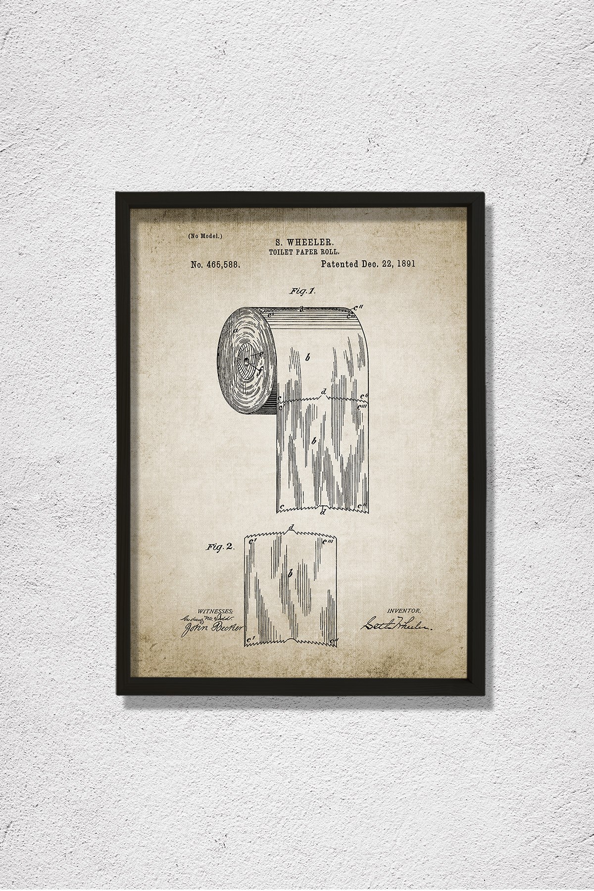 Doğal Çam Çerçeveli Duvar Tablosu Tuvalet Kağıdı Rulo Patent 1891