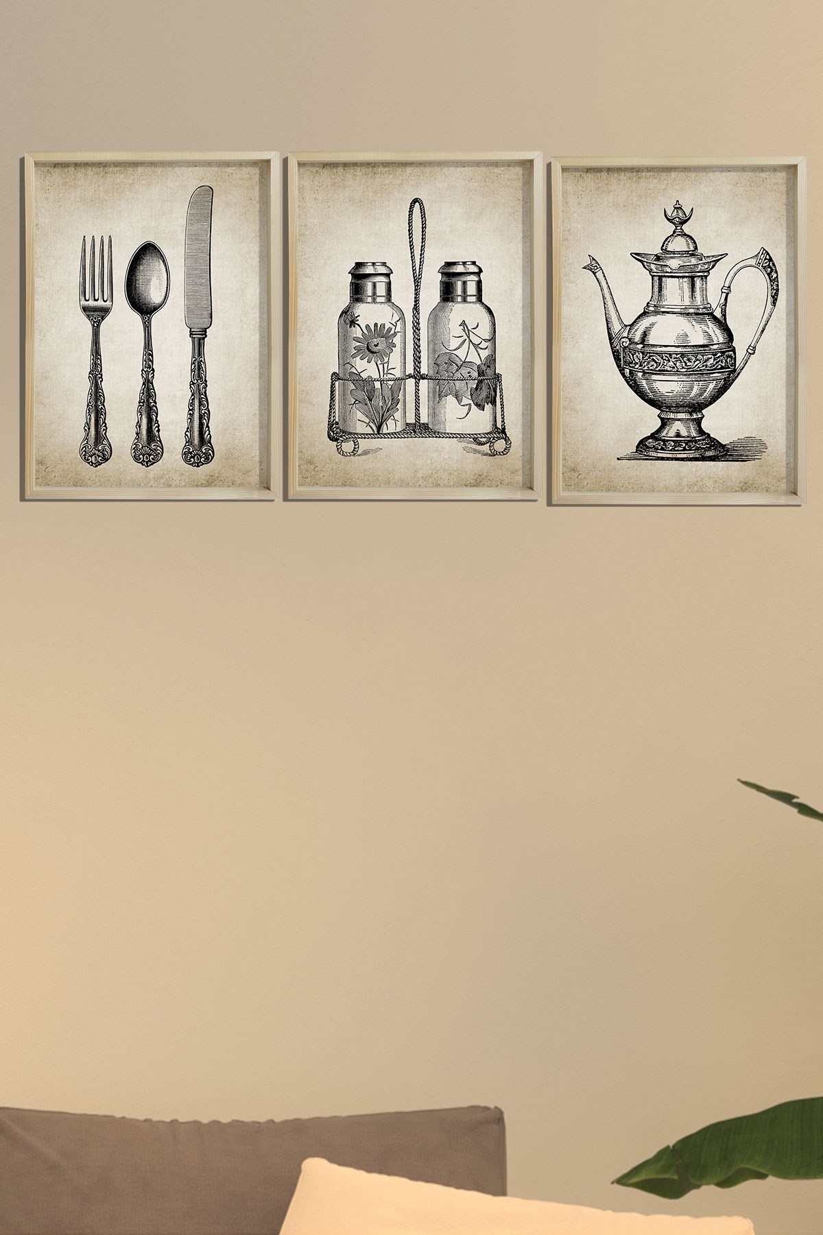 Doğal Çam Çerçeveli Mutfak Duvar Tablosu Antik Mutfak Eşyaları