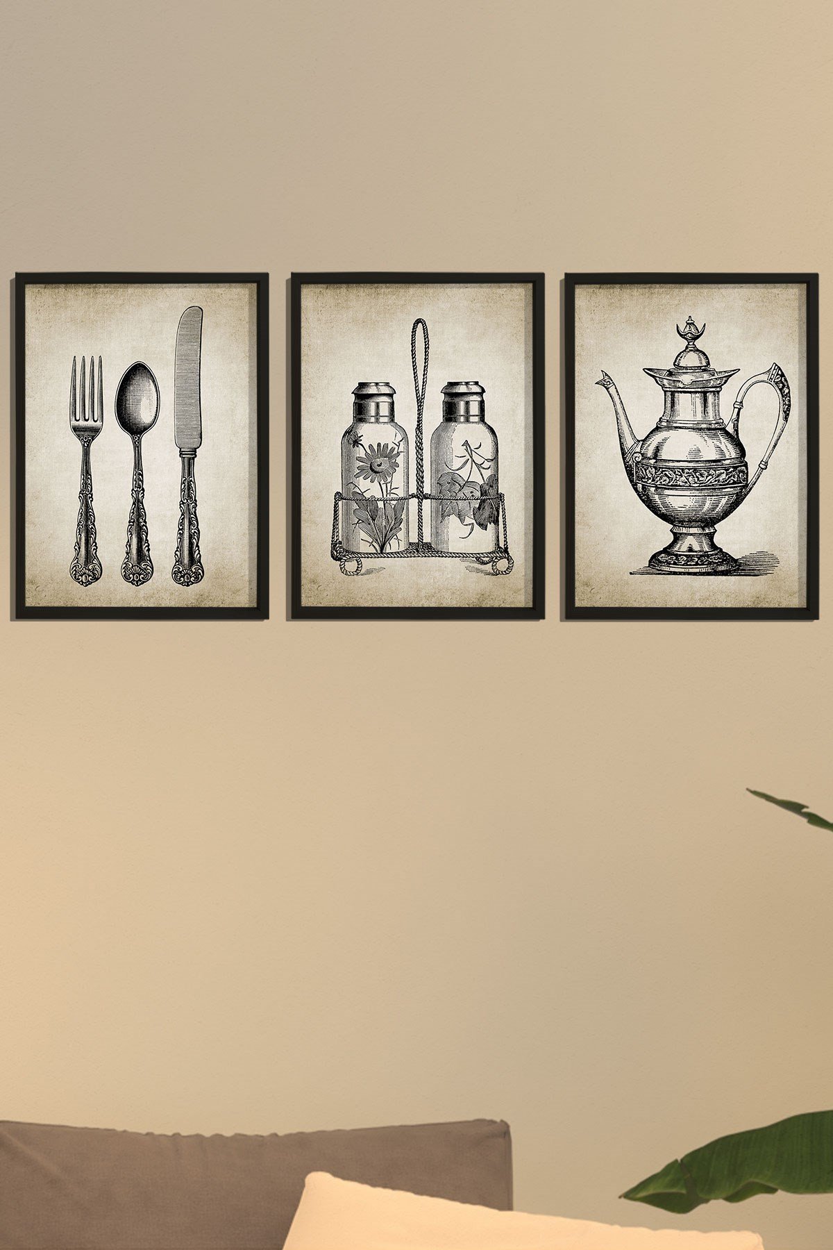 Doğal Çam Çerçeveli Mutfak Duvar Tablosu Antik Mutfak Eşyaları