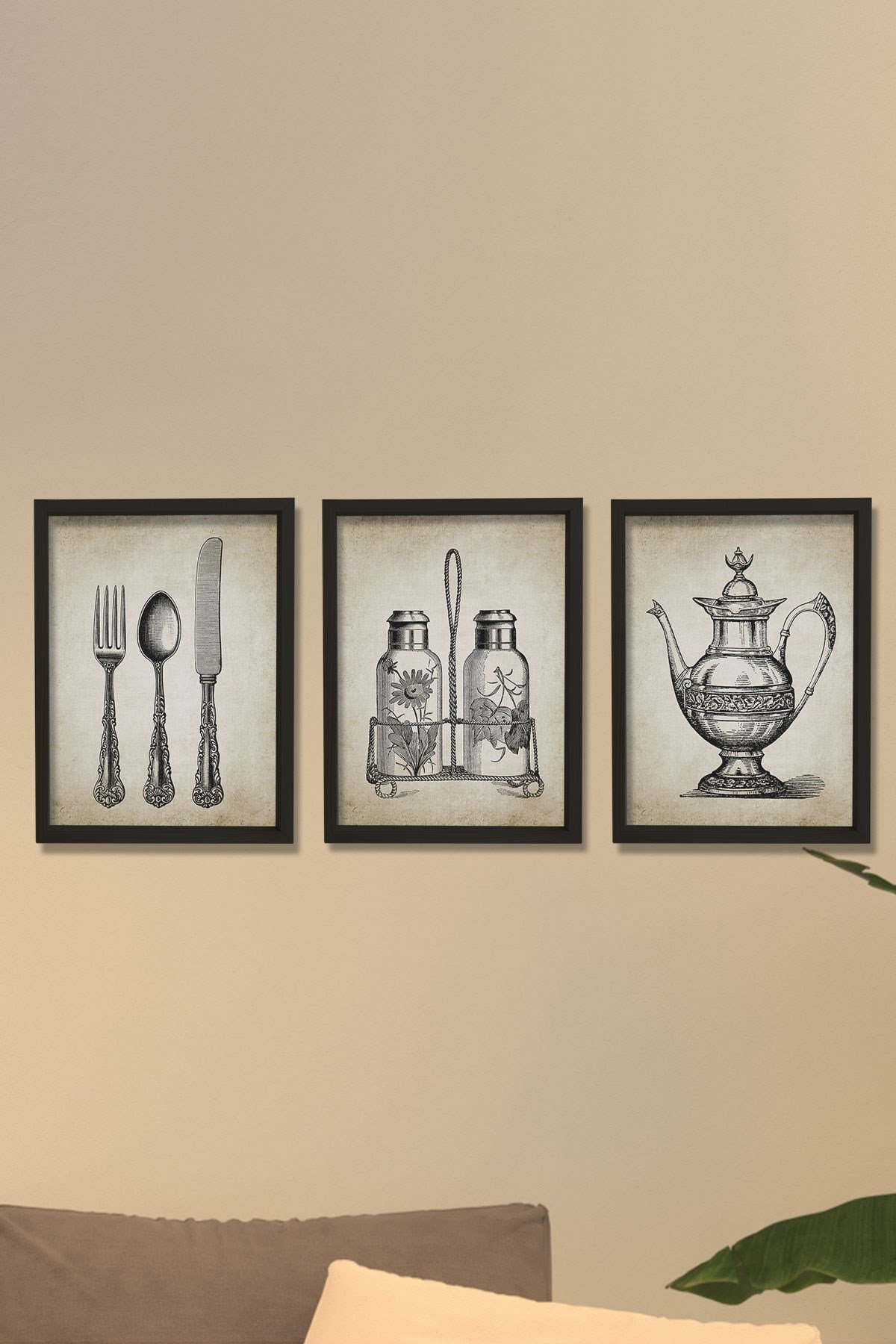 Doğal Çam Çerçeveli Mutfak Duvar Tablosu Antik Mutfak Eşyaları