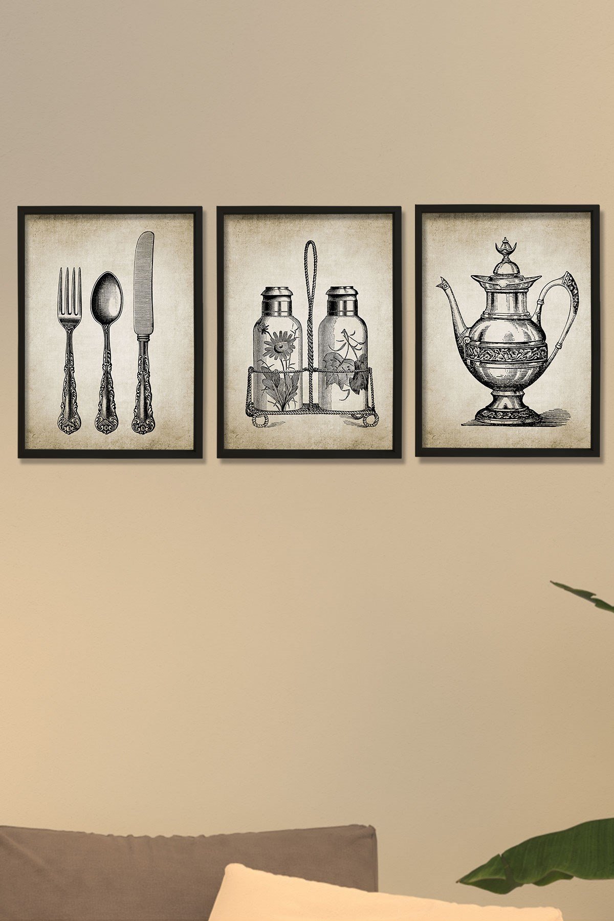 Doğal Çam Çerçeveli Mutfak Duvar Tablosu Antik Mutfak Eşyaları