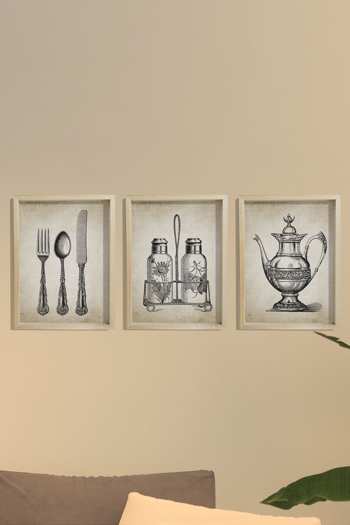 Doğal Çam Çerçeveli Mutfak Duvar Tablosu Antik Mutfak Eşyaları