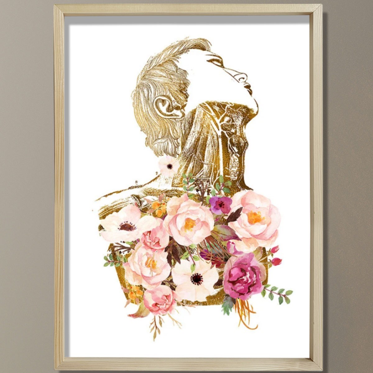 İnsan Boyun Anatomisi Sanatı, Boyun Damarları Baskısı, Doktor Odası Duvar Tablosu