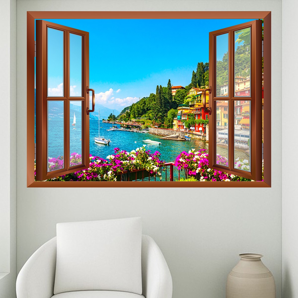 Pencere Görünümlü Duvar Sticker 90x65 cm