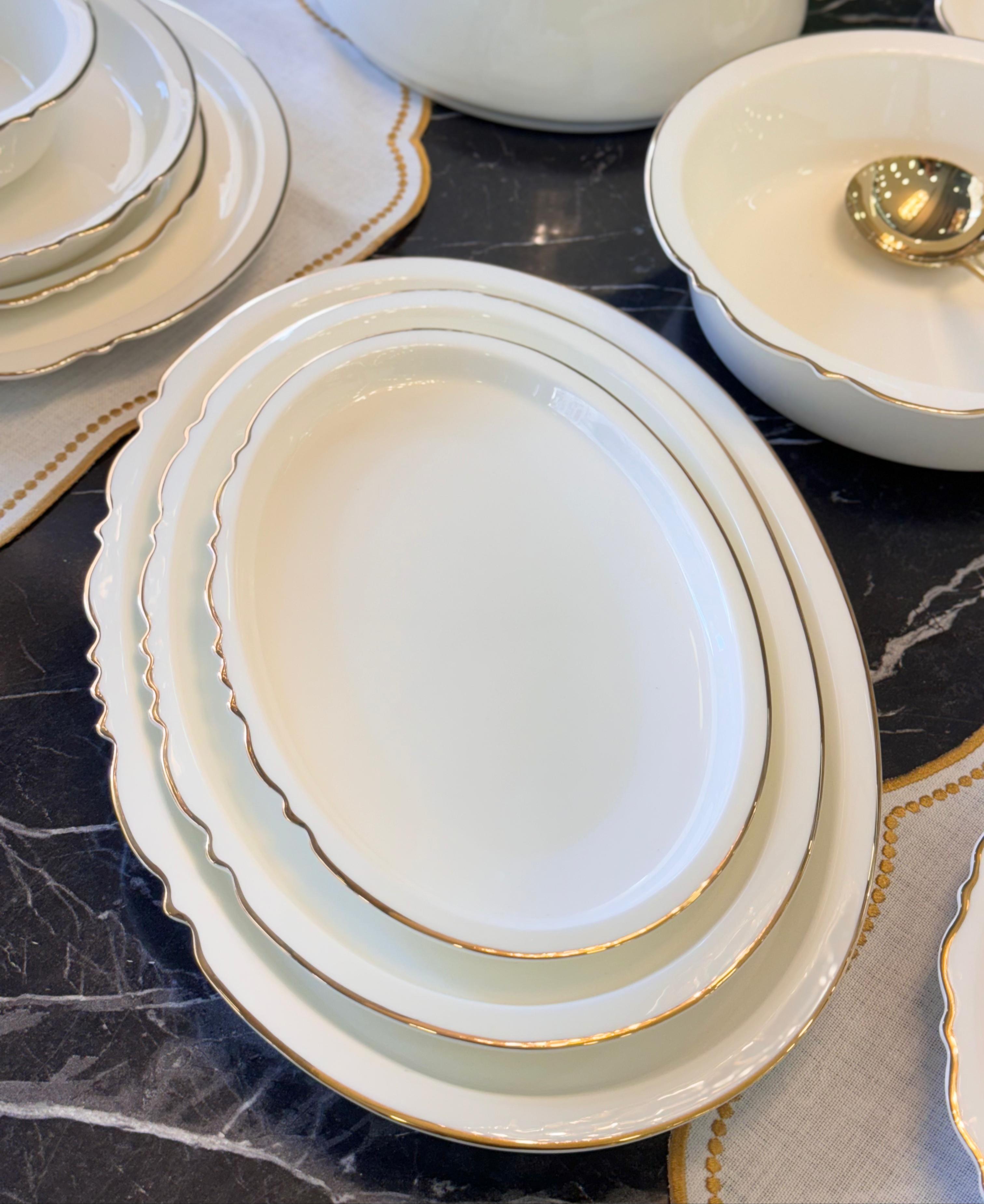 Rumi Modern 60 Parça 12 Kişilik Bone Yemek Takımı Gold