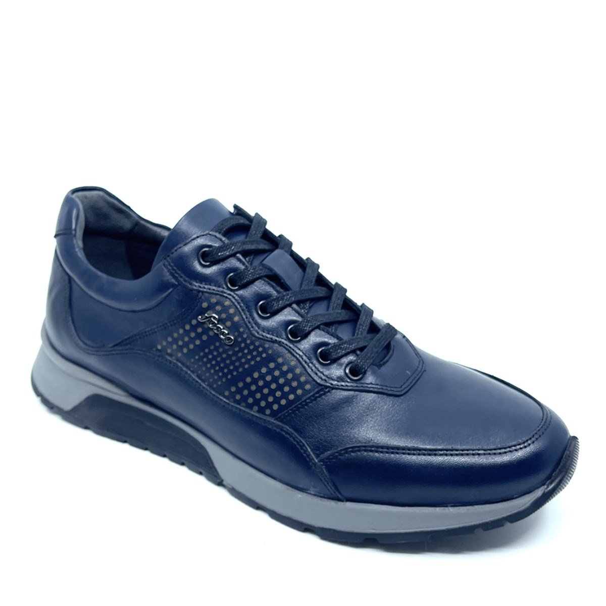 Fosco Hakiki Deri Lacivert Sneaker Erkek Ayakkabı 2721 305
