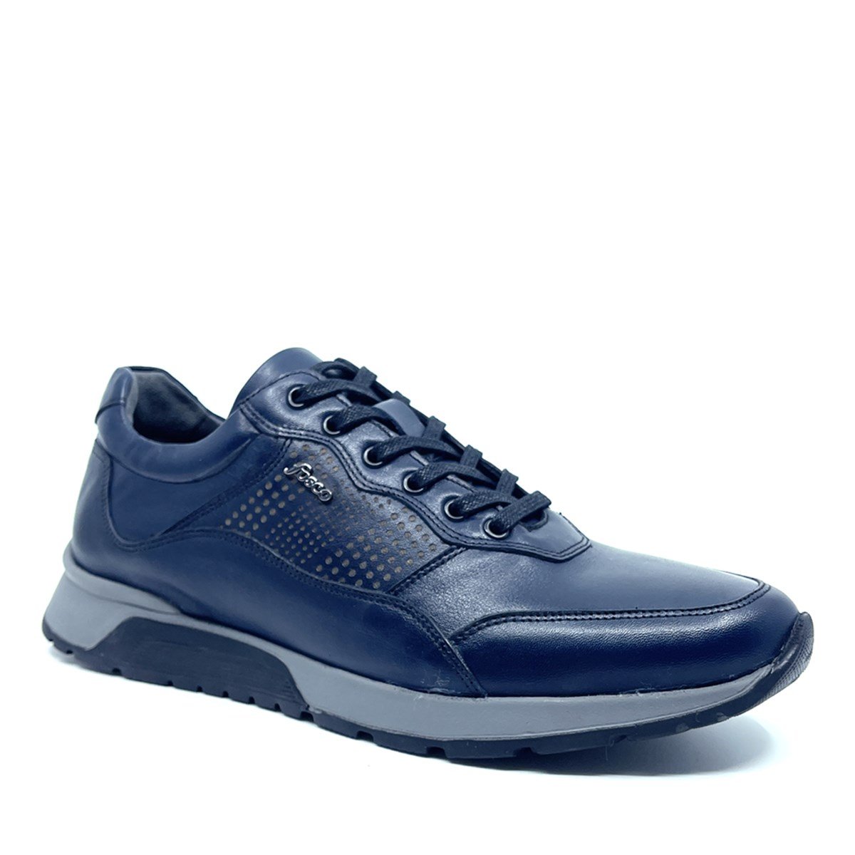 Fosco Hakiki Deri Lacivert Sneaker Erkek Ayakkabı 2721 305