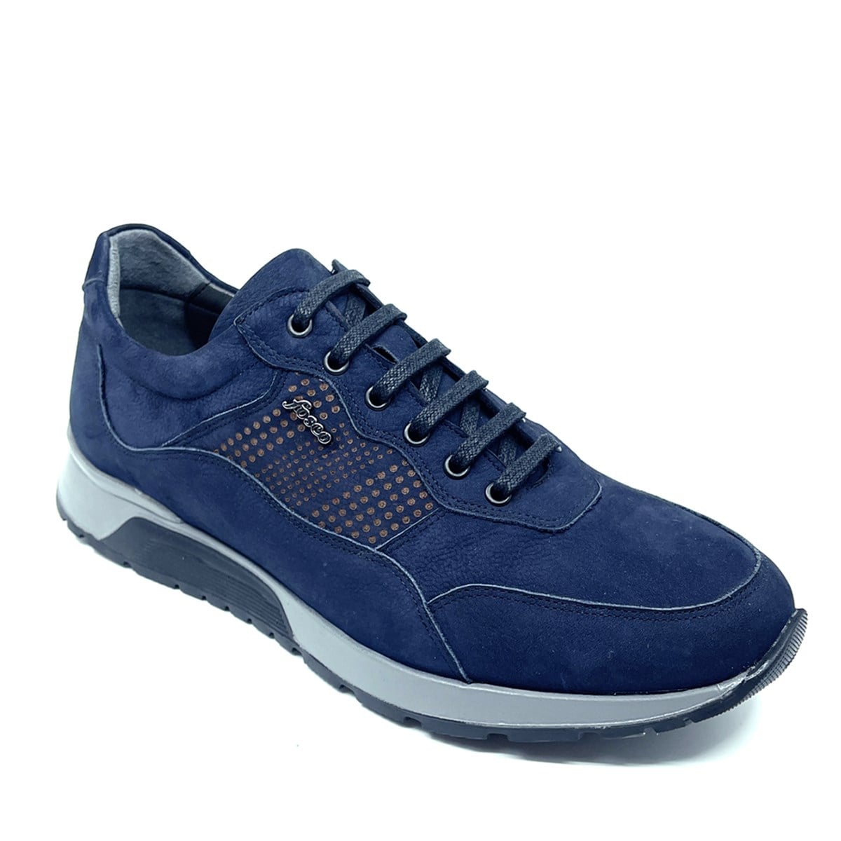 Fosco Hakiki Deri Nubuk Lacivert Sneaker Erkek Ayakkabı 2721 49