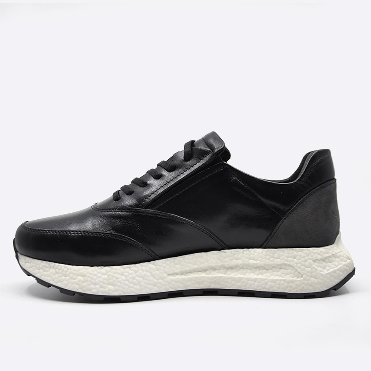 Fosco  Hakiki Deri Sneaker Erkek Ayakkabı Siyah 9944 