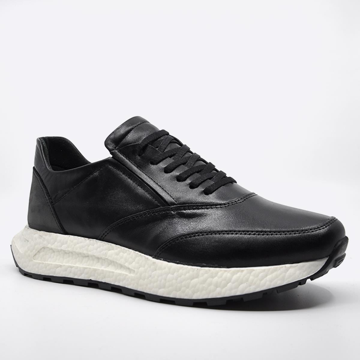 Fosco  Hakiki Deri Sneaker Erkek Ayakkabı Siyah 9944 