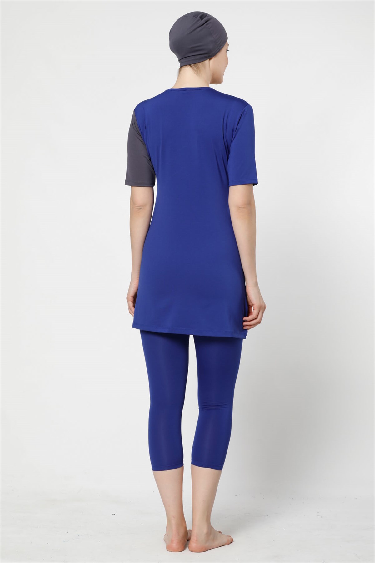 Akbeniz  Yarım Kapalı Taytlı Likralı Kısa Kol Tesettür Mayo 28022