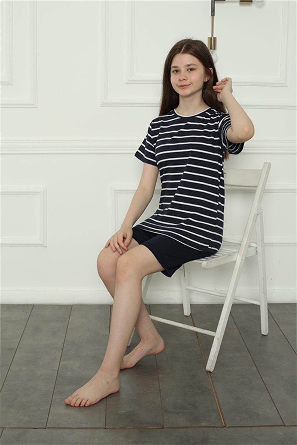 Akbeniz Aile Penye Şortlu Pijama Takım (anne - kız ) 50117 Ayrı Ayrı Satılır . Fiyatları Farklıdır