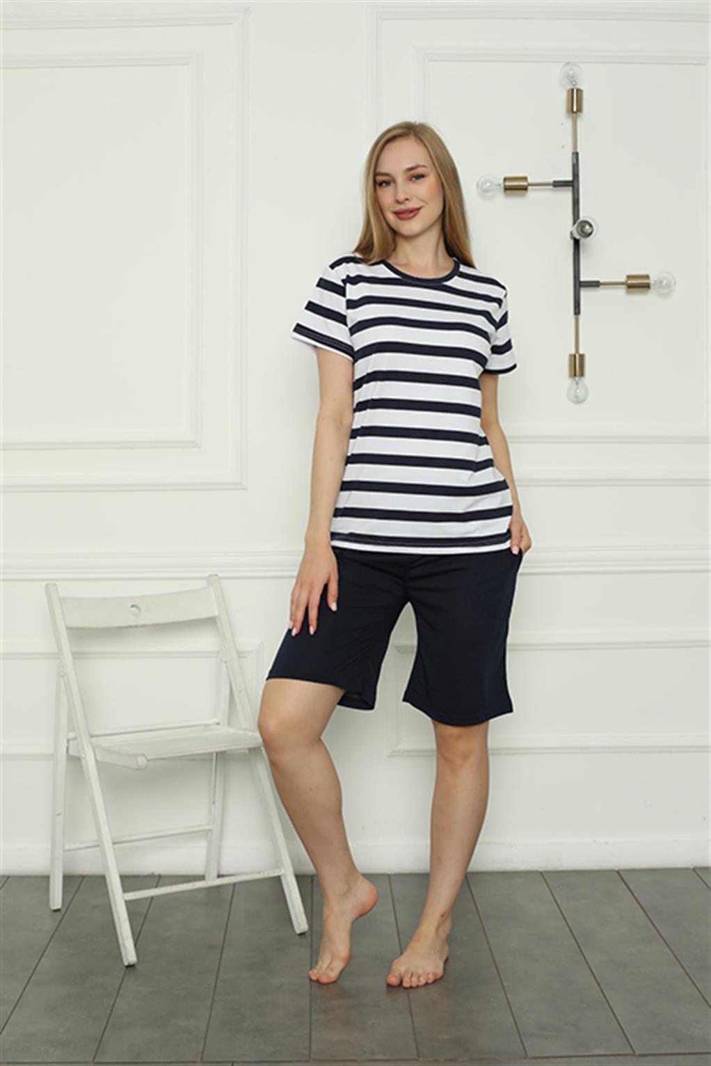 Akbeniz Aile Penye Şortlu Pijama Takım (anne - kız ) 50116 Ayrı Ayrı Satılır . Fiyatları Farklıdır