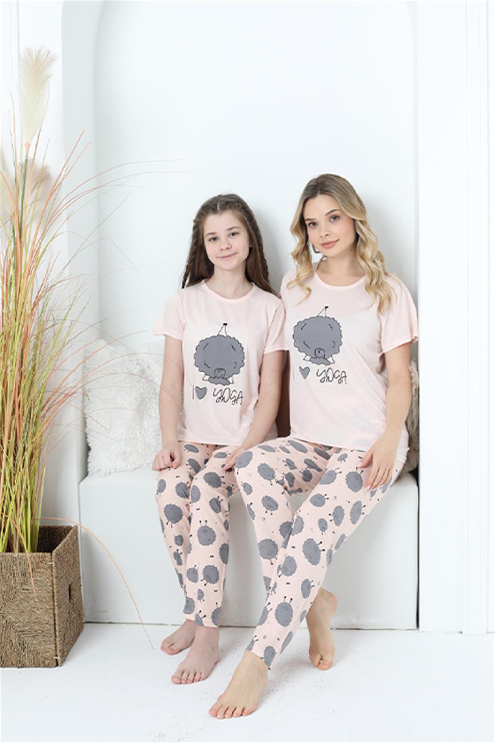 Akbeniz Anne Kız Aile I Love Yoga Pijama Takım Ayrı Ayrı Satılır 50101