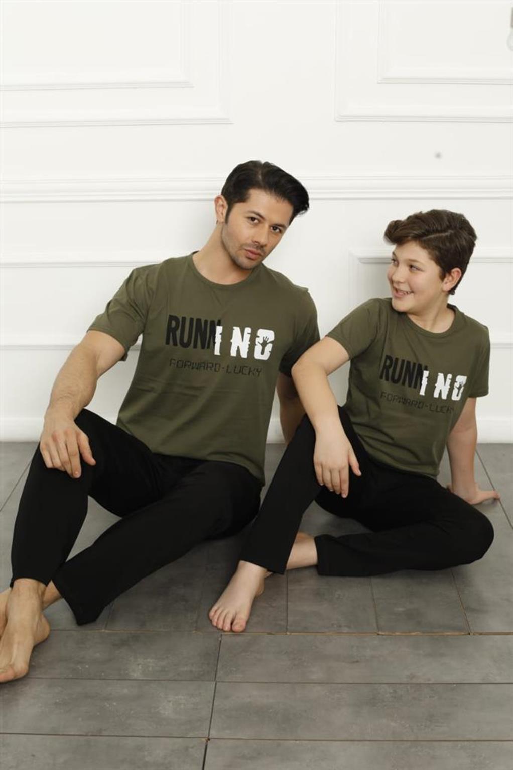 Akbeniz Baba Oğul Haki Aile Pijama Takım Ayrı Ayrı Satılır 50102