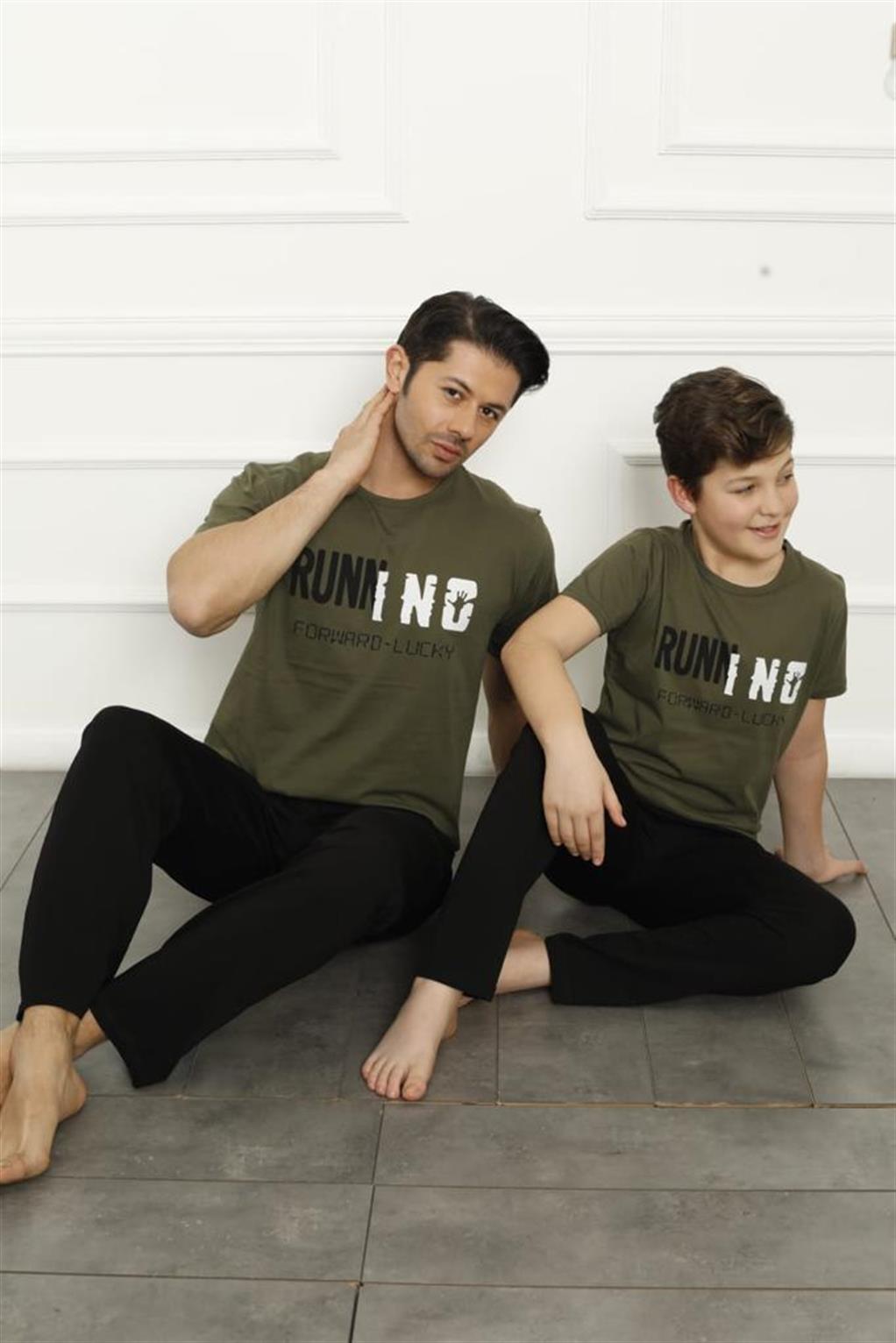 Akbeniz Baba Oğul Haki Aile Pijama Takım Ayrı Ayrı Satılır 50102