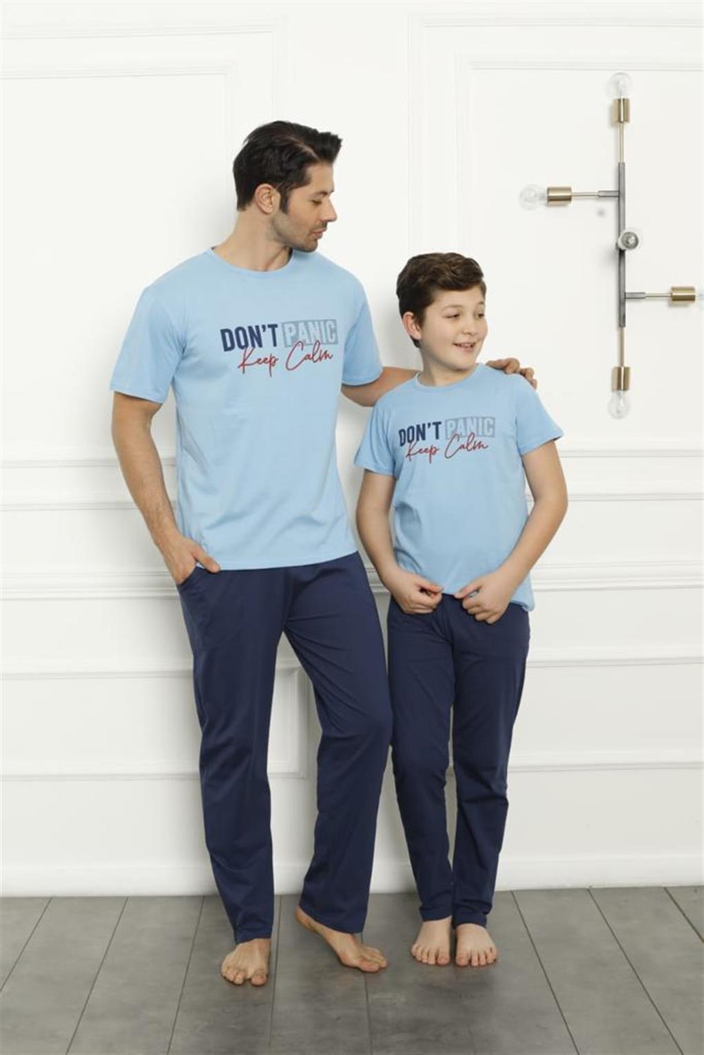 Akbeniz Baba Oğul  Mavi Aile Pijama Takım Ayrı Ayrı Satılır 50102