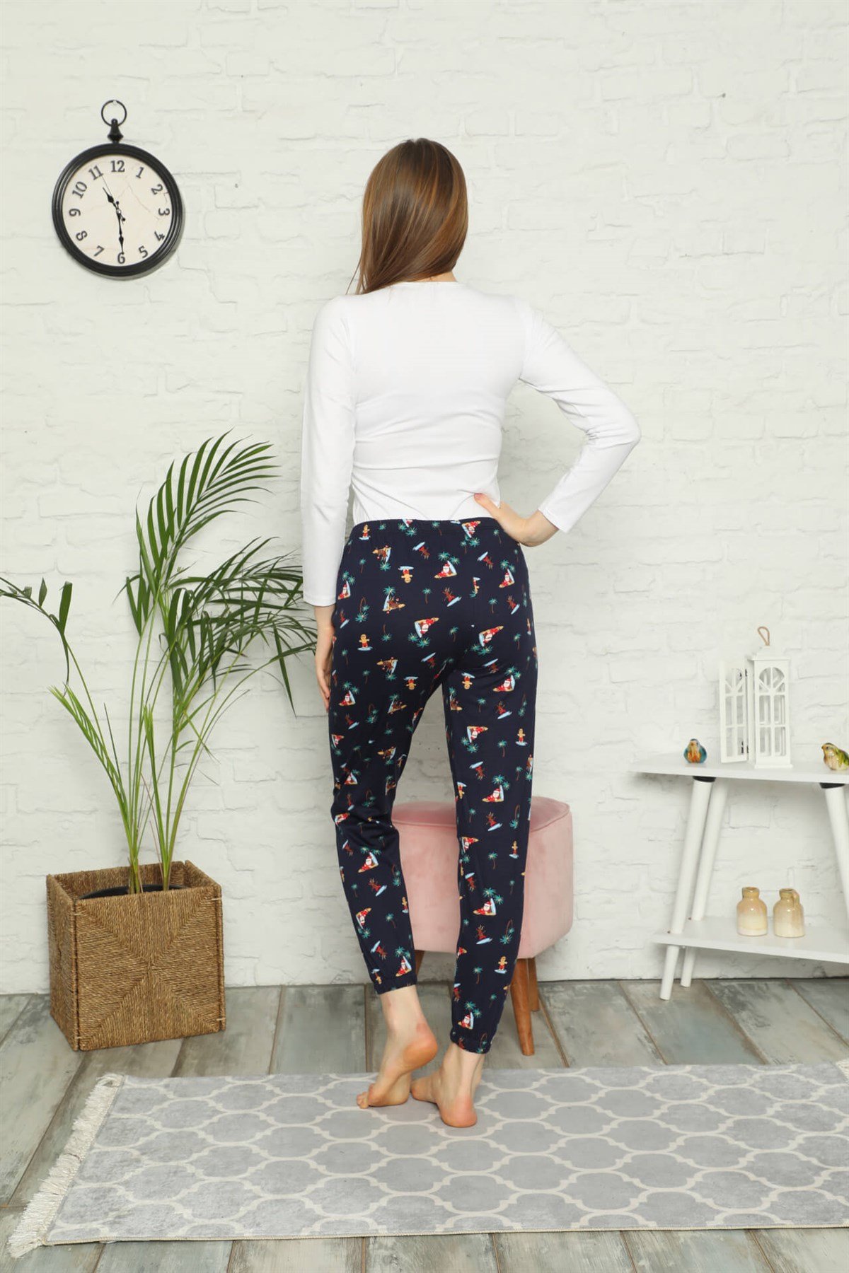 Akbeniz Bayan %100 Pamuk Penye Tek Alt Pijama 27296