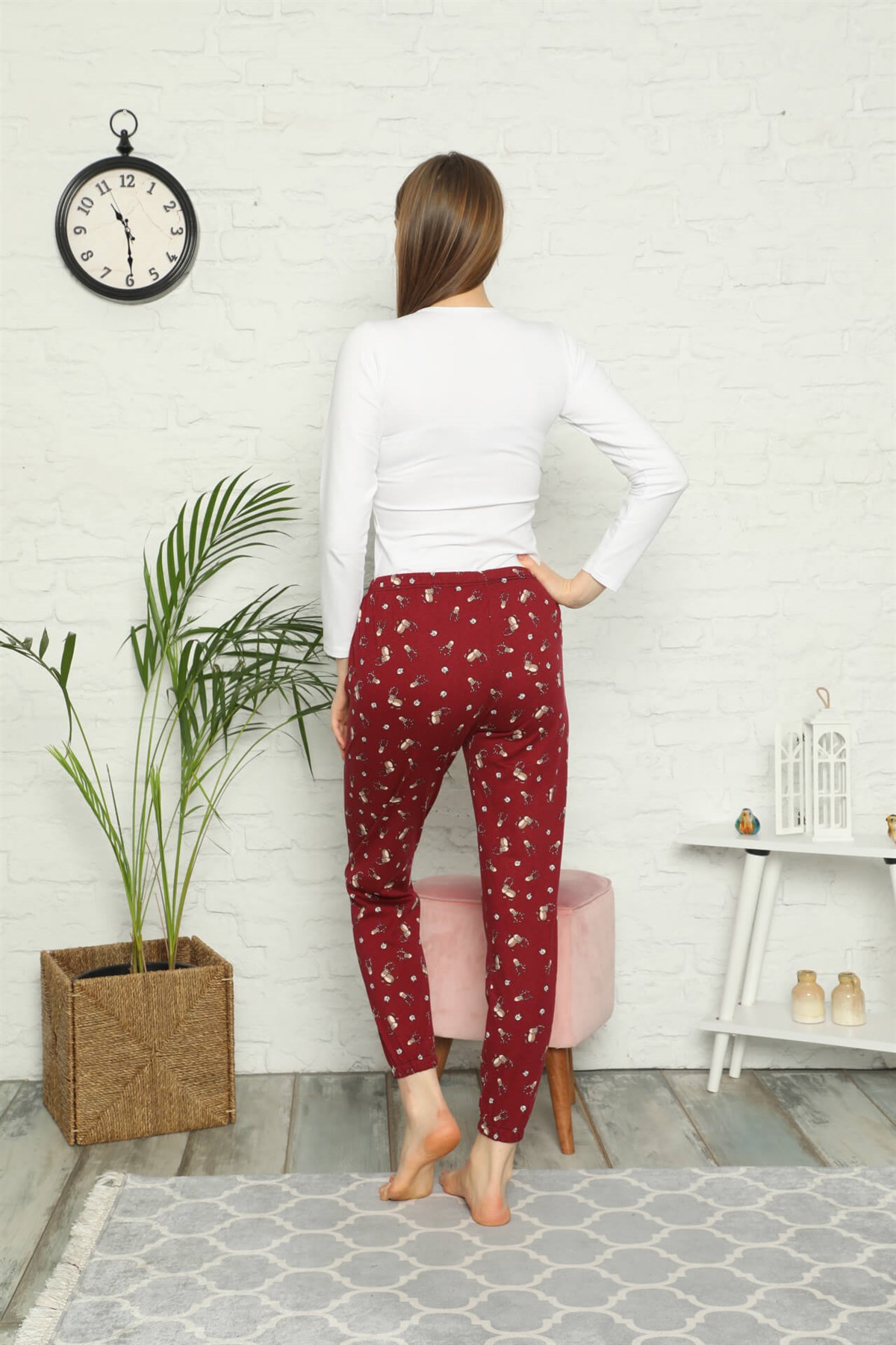 Akbeniz Bayan %100 Pamuk Penye Tek Alt Pijama 27298