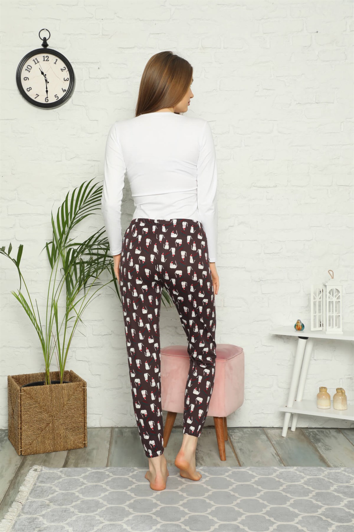 Akbeniz Bayan %100 Pamuk Penye Tek Alt Pijama 27297