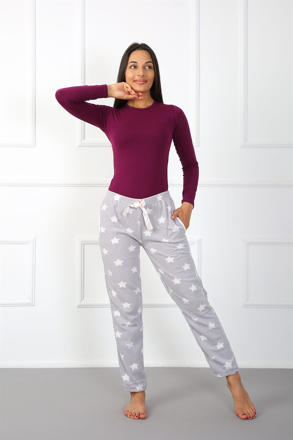 Akbeniz Bayan Welsoft Polar Tek Alt Pijama 210050