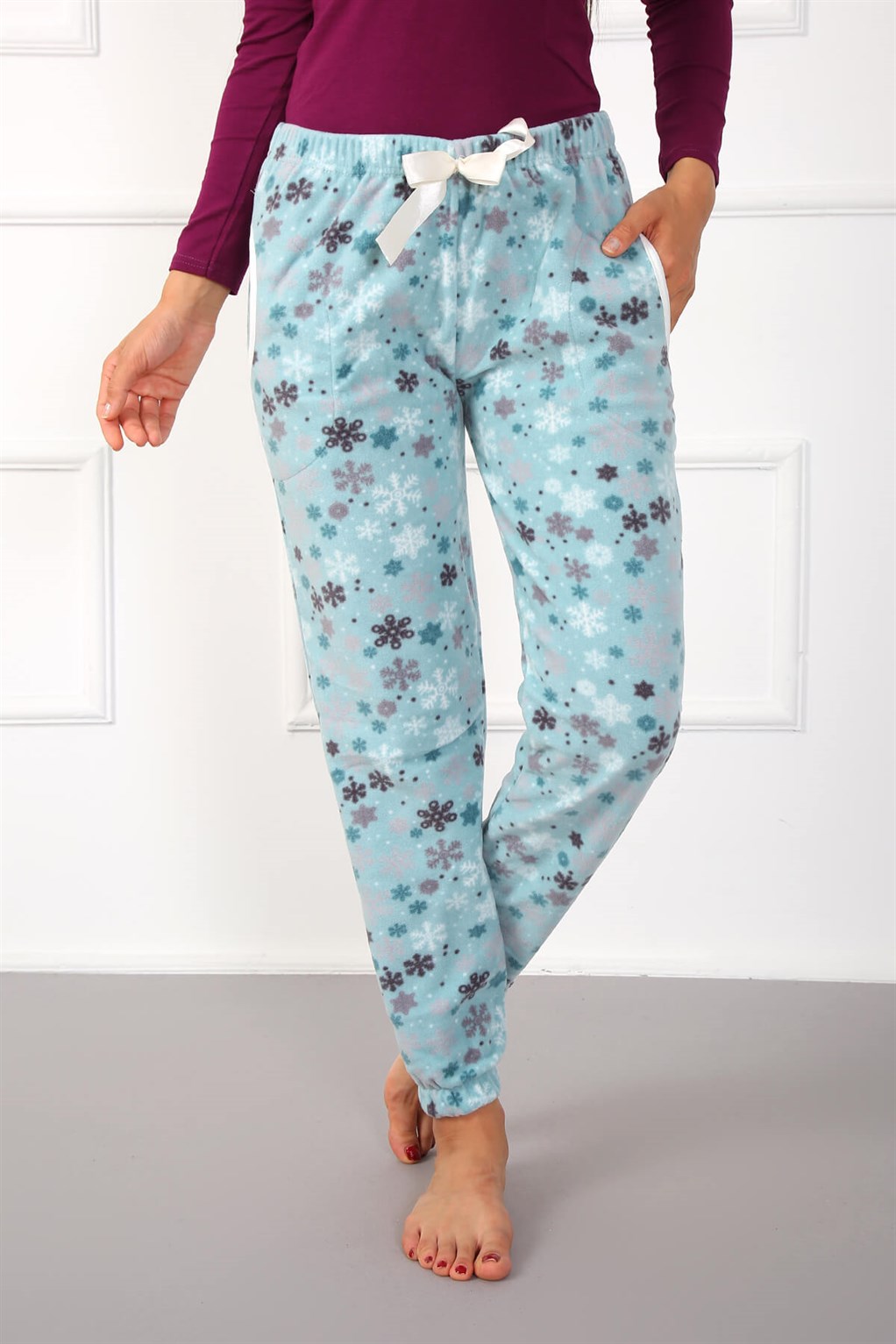 Akbeniz Bayan Welsoft Polar Tek Alt Pijama 210046