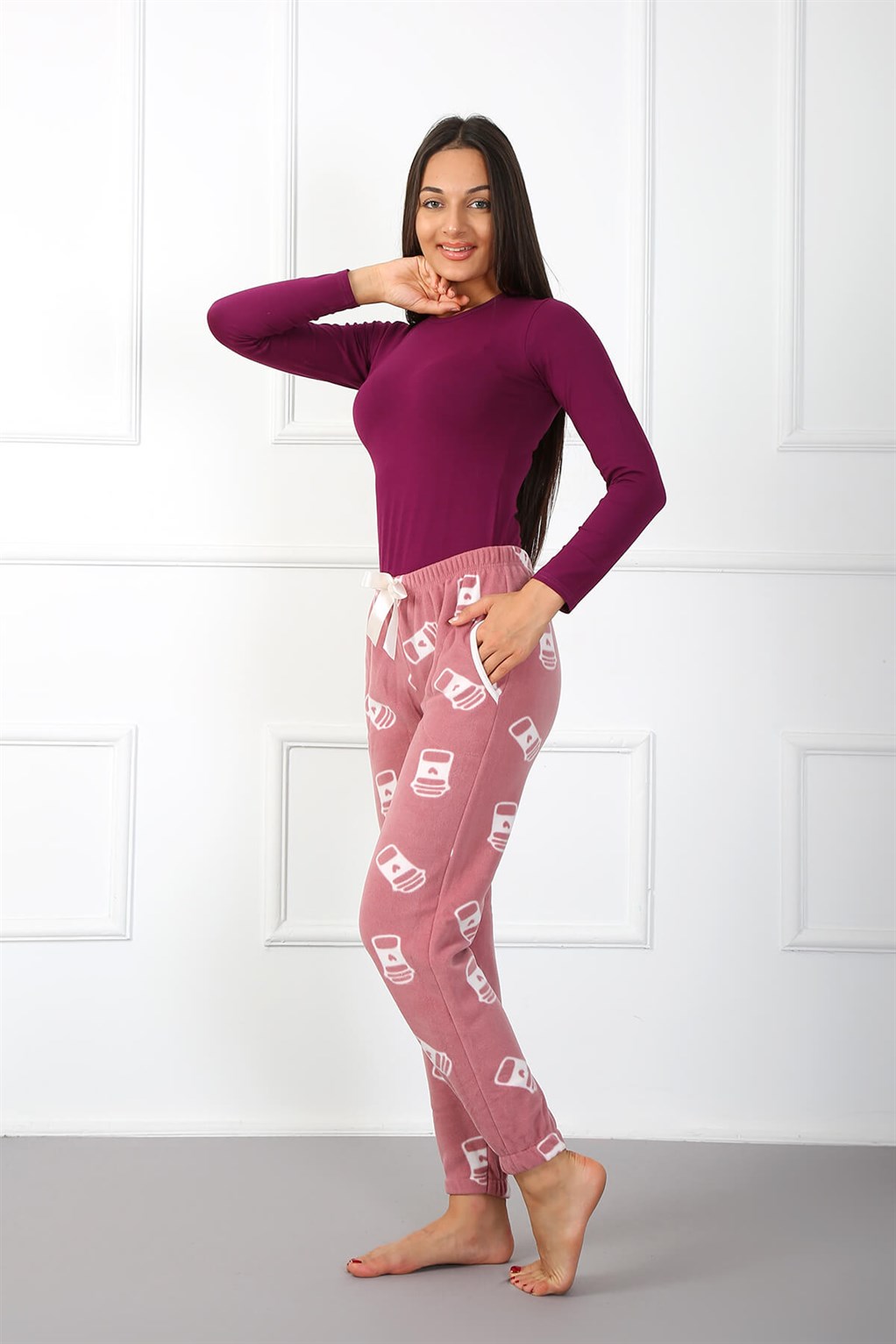 Akbeniz Bayan Welsoft Polar Tek Alt Pijama 210048
