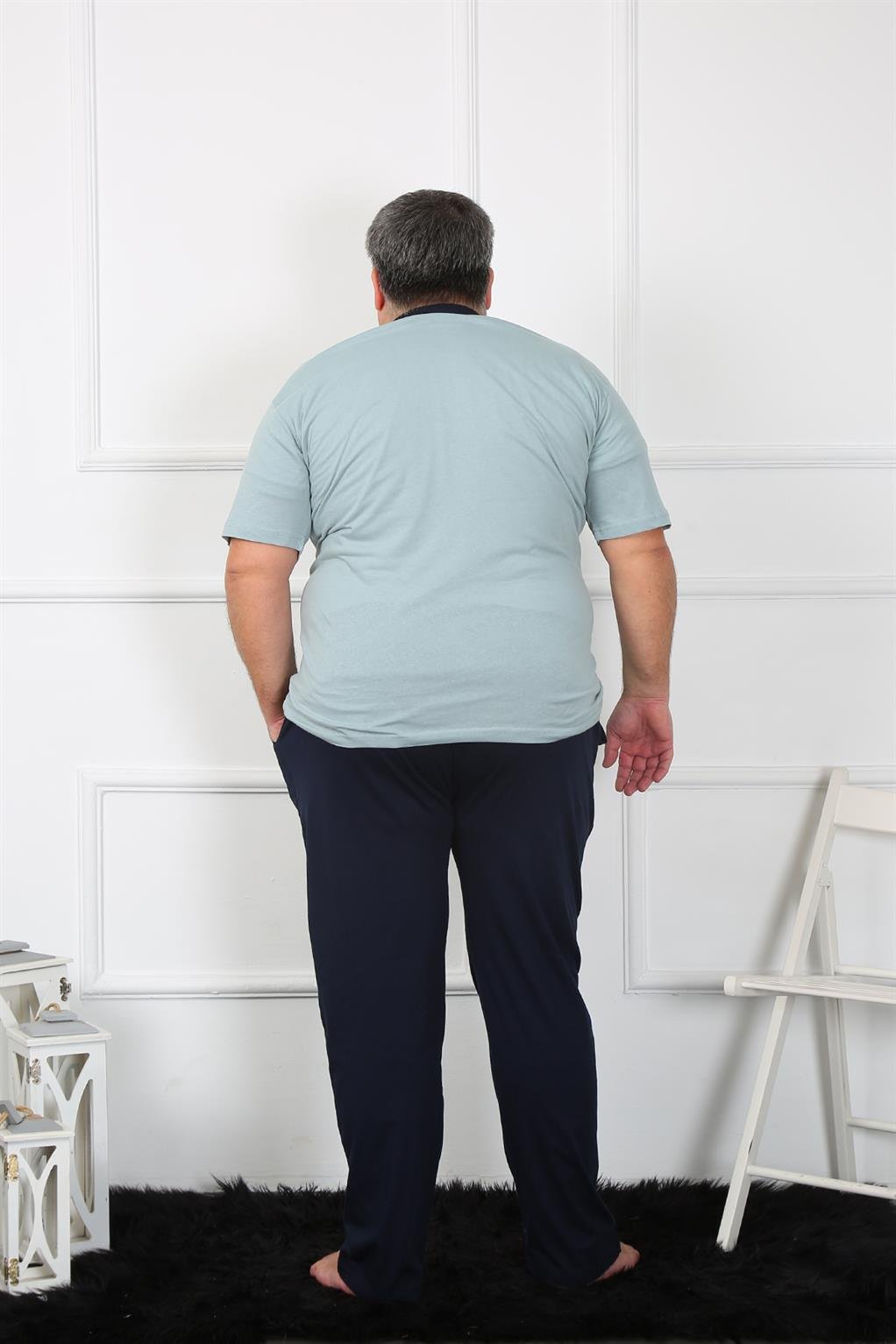 Akbeniz Büyük Beden Erkek Su Yeşili Penye Pijama Takım 65010