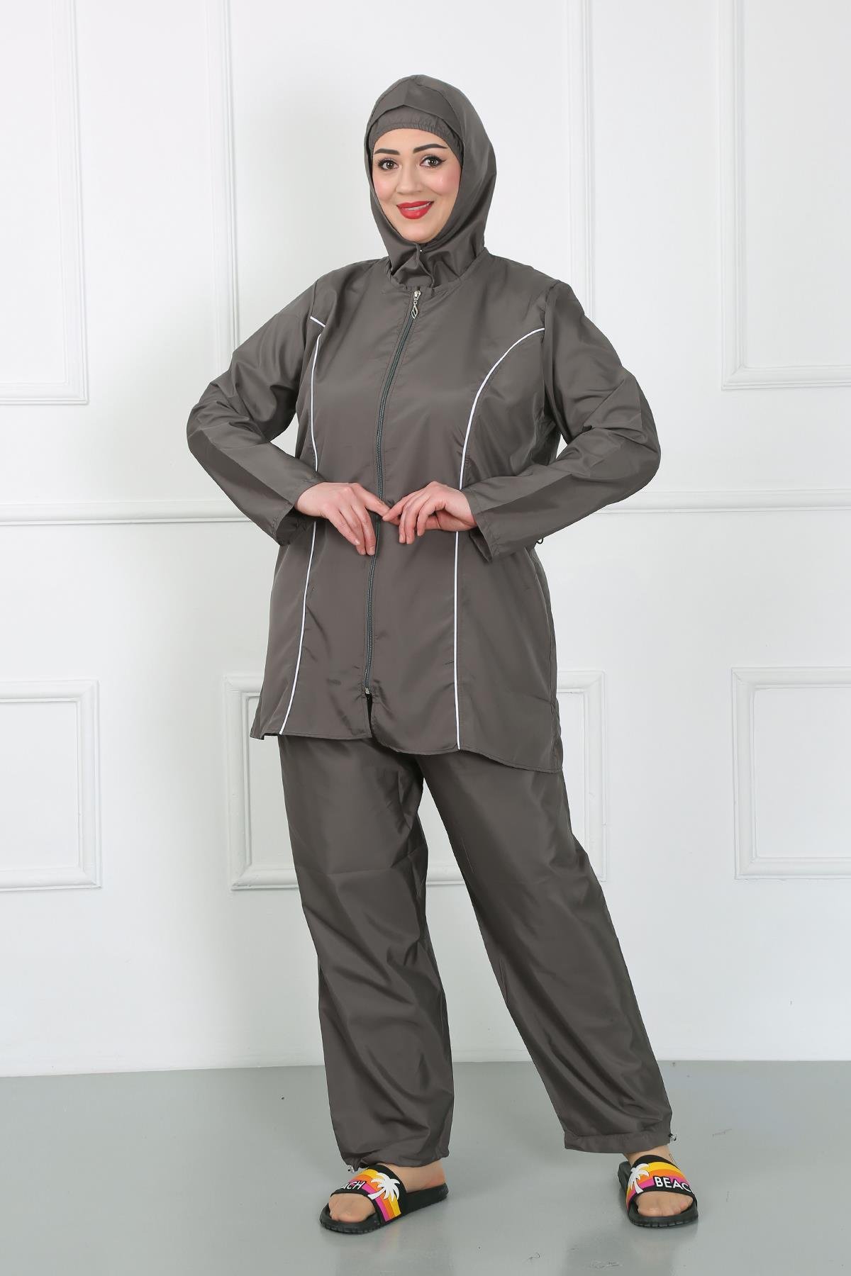 Akbeniz Büyük Beden Tesettür Büyük Mayo Füme 44010