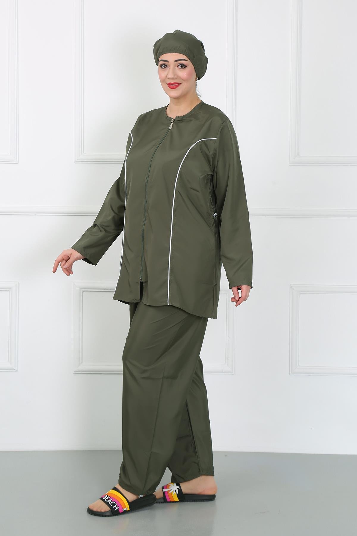 Akbeniz Büyük Beden Tesettür Büyük Mayo Haki 44010