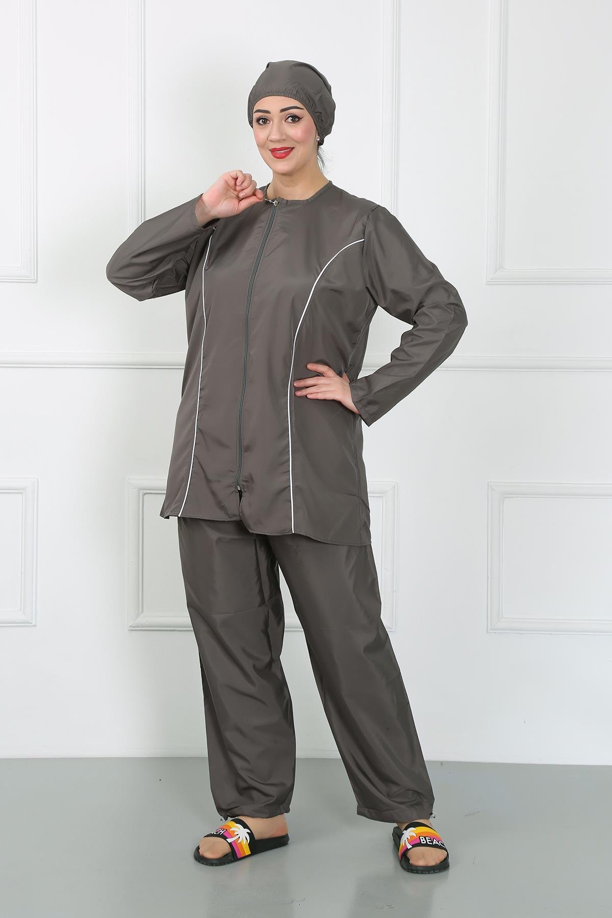 Akbeniz Büyük Beden Tesettür Büyük Mayo Füme 44010