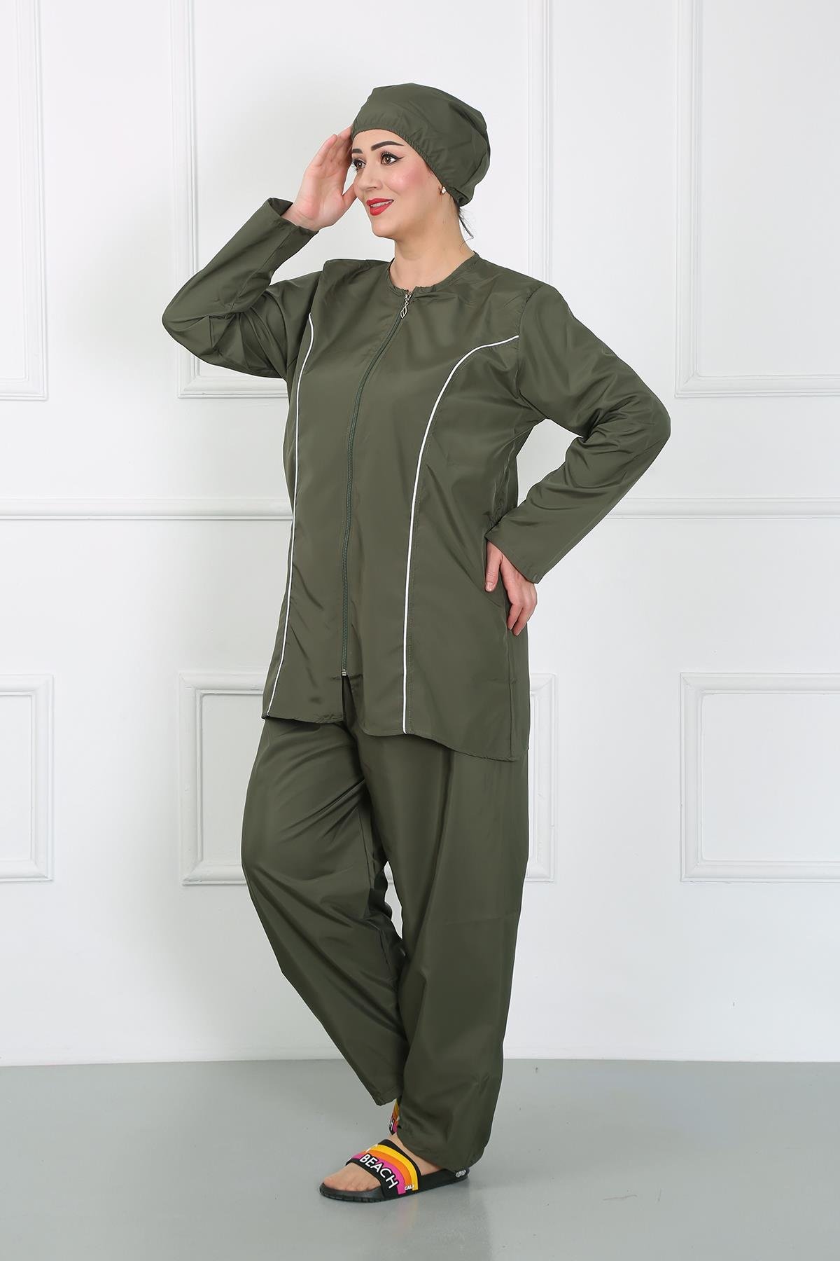 Akbeniz Büyük Beden Tesettür Büyük Mayo Haki 44010