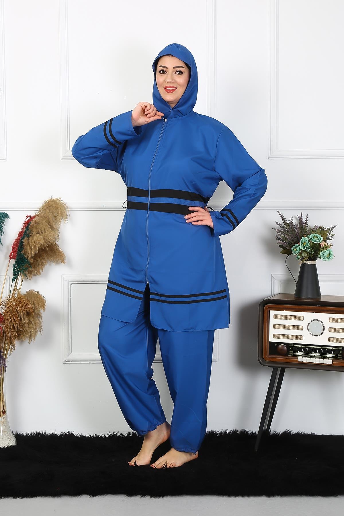 Akbeniz Büyük Beden Tesettür Mayo 7XL-8XL-9XL-10XL İndigo 55010