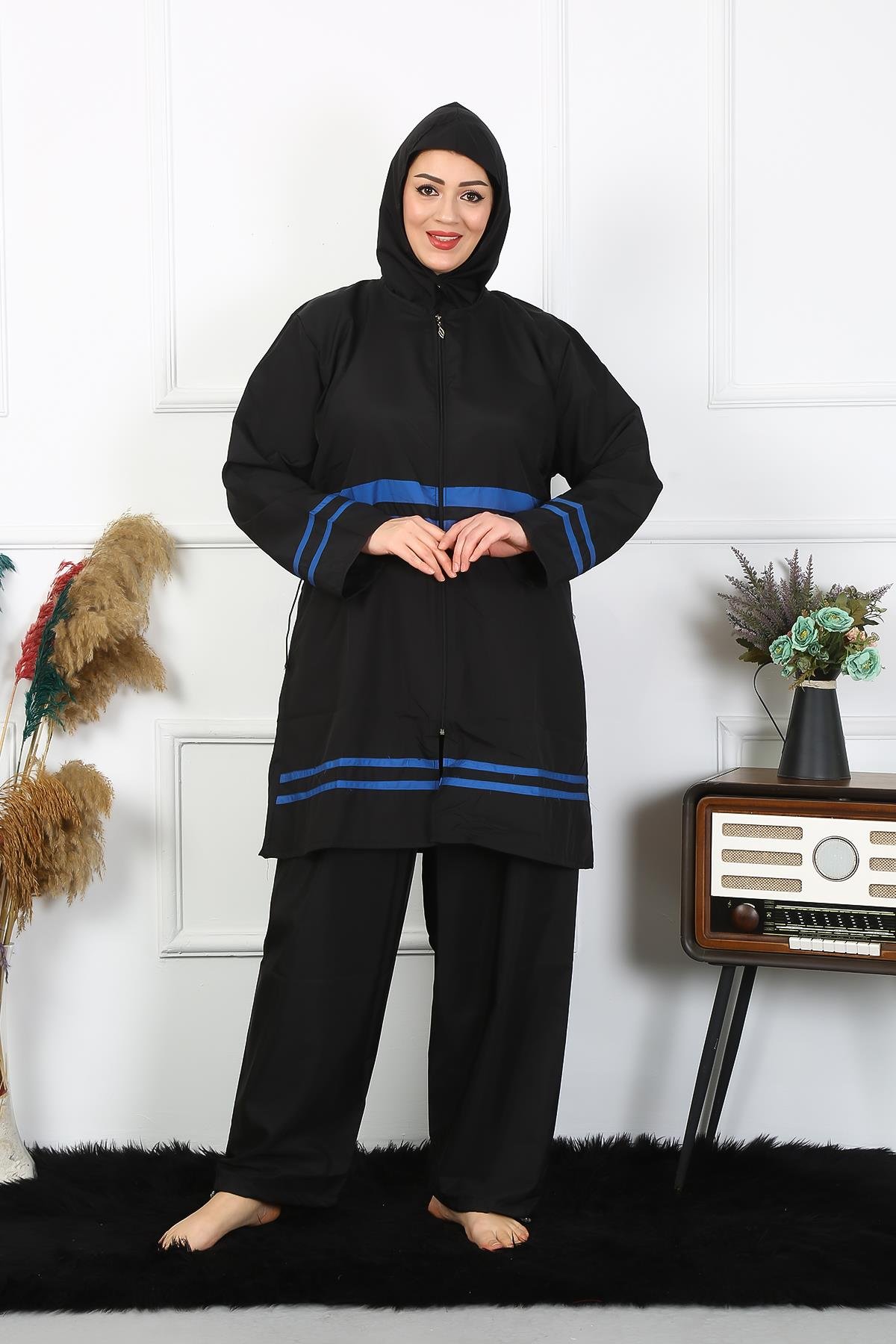 Akbeniz Büyük Beden Tesettür Mayo 7XL-8XL-9XL-10XL Siyah 55011