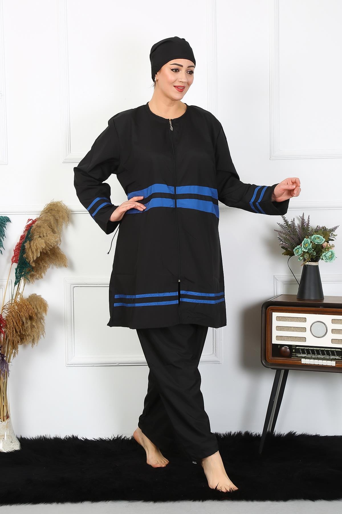 Akbeniz Büyük Beden Tesettür Mayo 7XL-8XL-9XL-10XL Siyah 55011