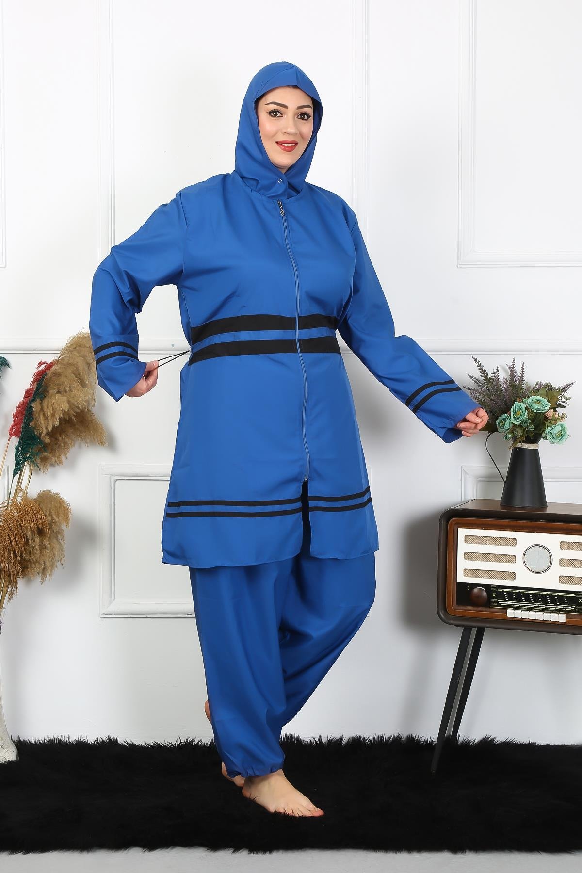 Akbeniz Büyük Beden Tesettür Mayo 7XL-8XL-9XL-10XL İndigo 55010