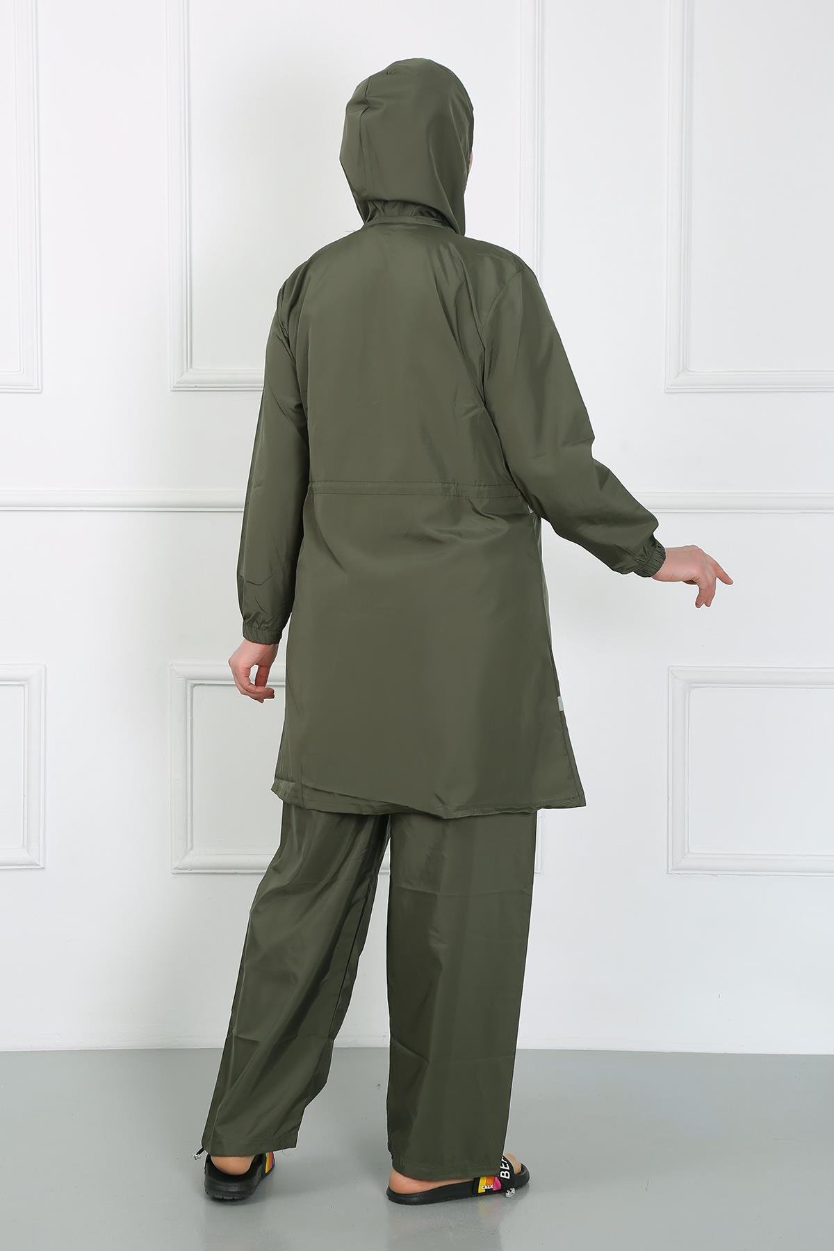 Akbeniz Büyük Beden Tesettür Mayo Haki 44020