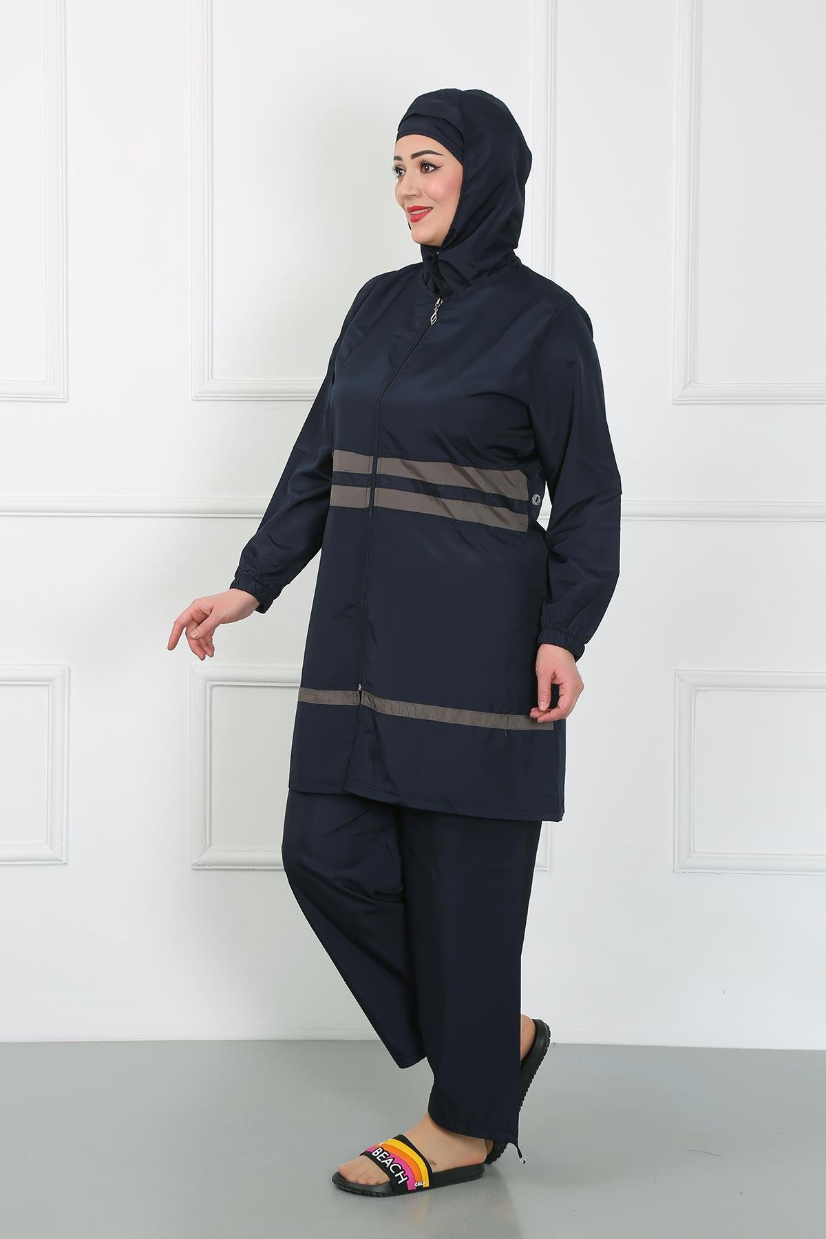 Akbeniz Büyük Beden Tesettür Mayo Lacivert 44020