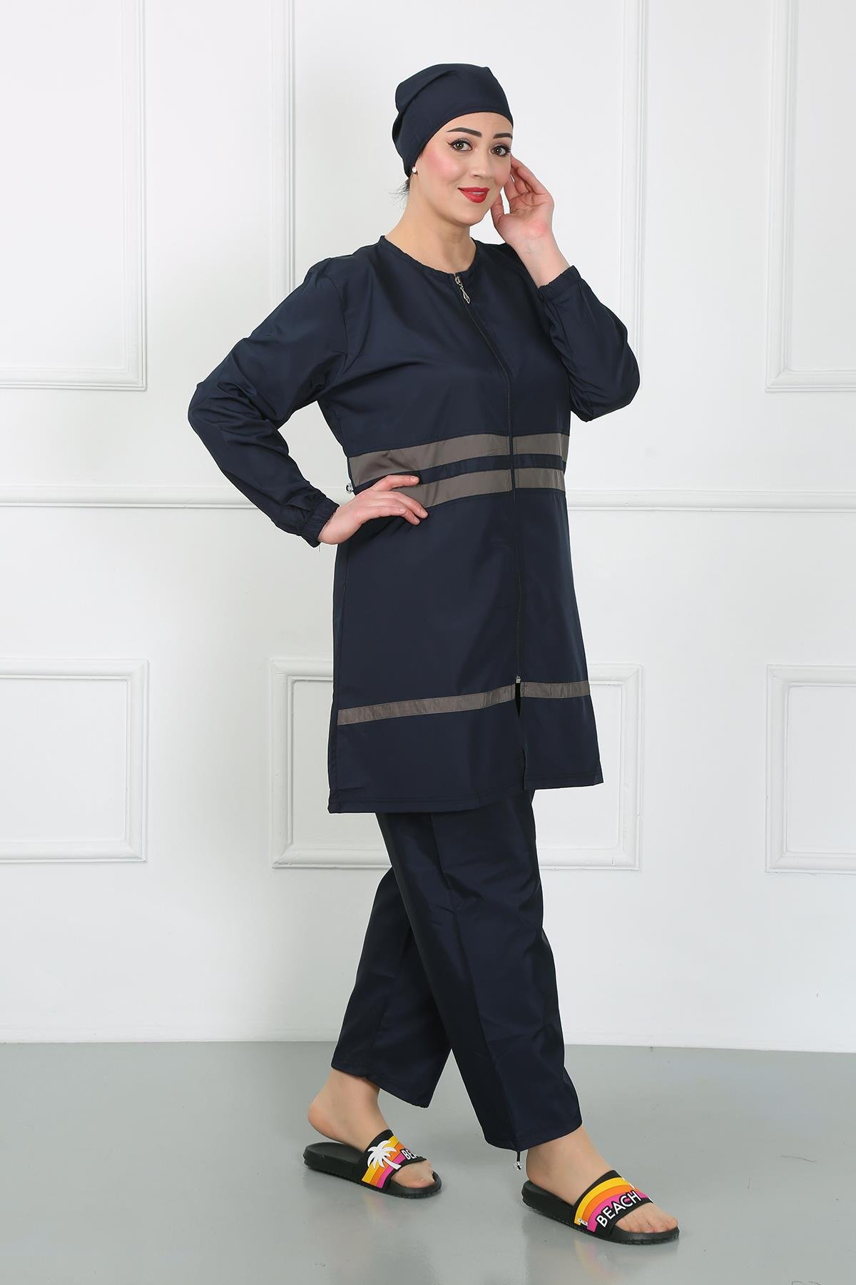 Akbeniz Büyük Beden Tesettür Mayo Lacivert 44020