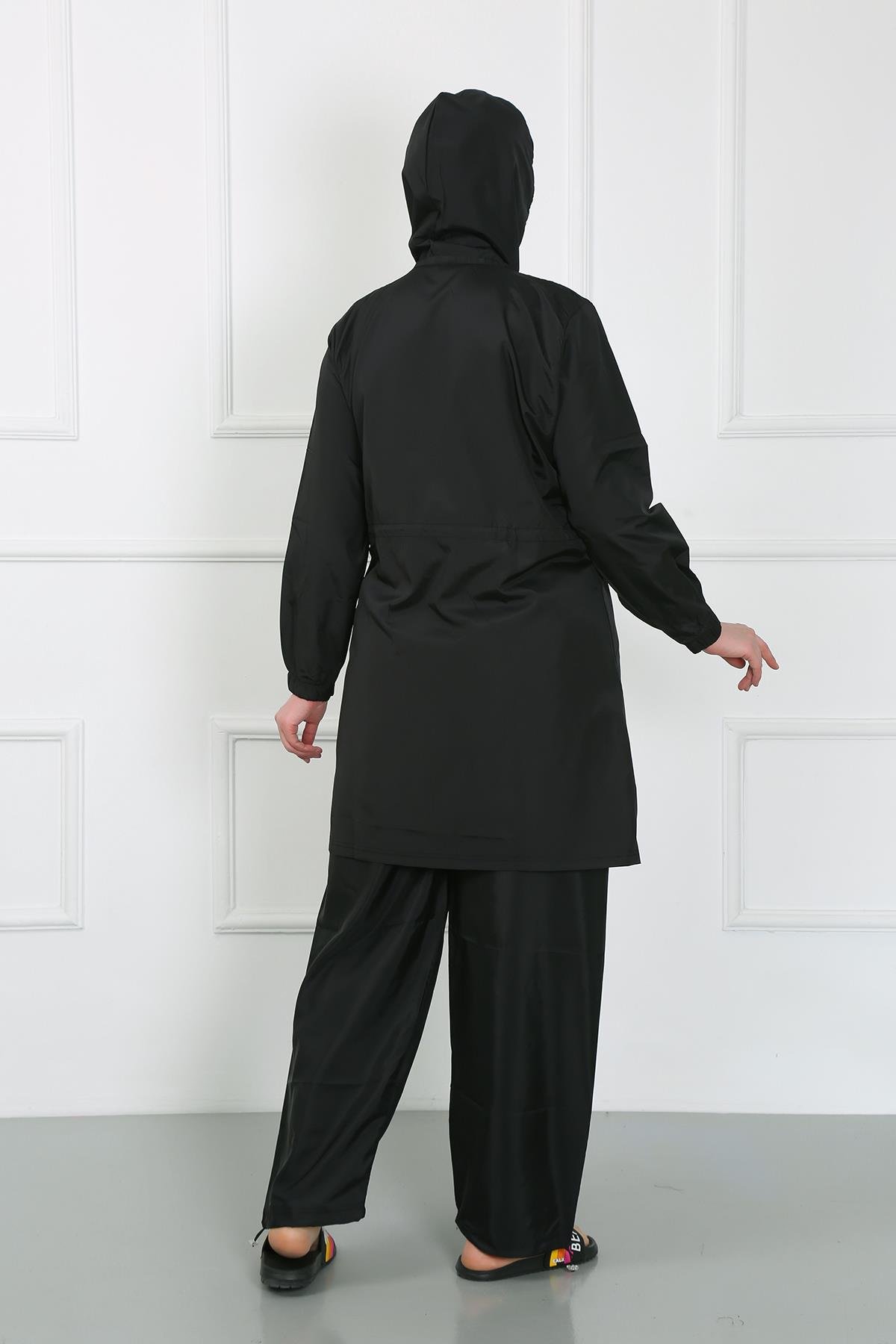 Akbeniz Büyük Beden Tesettür Mayo Siyah 44025