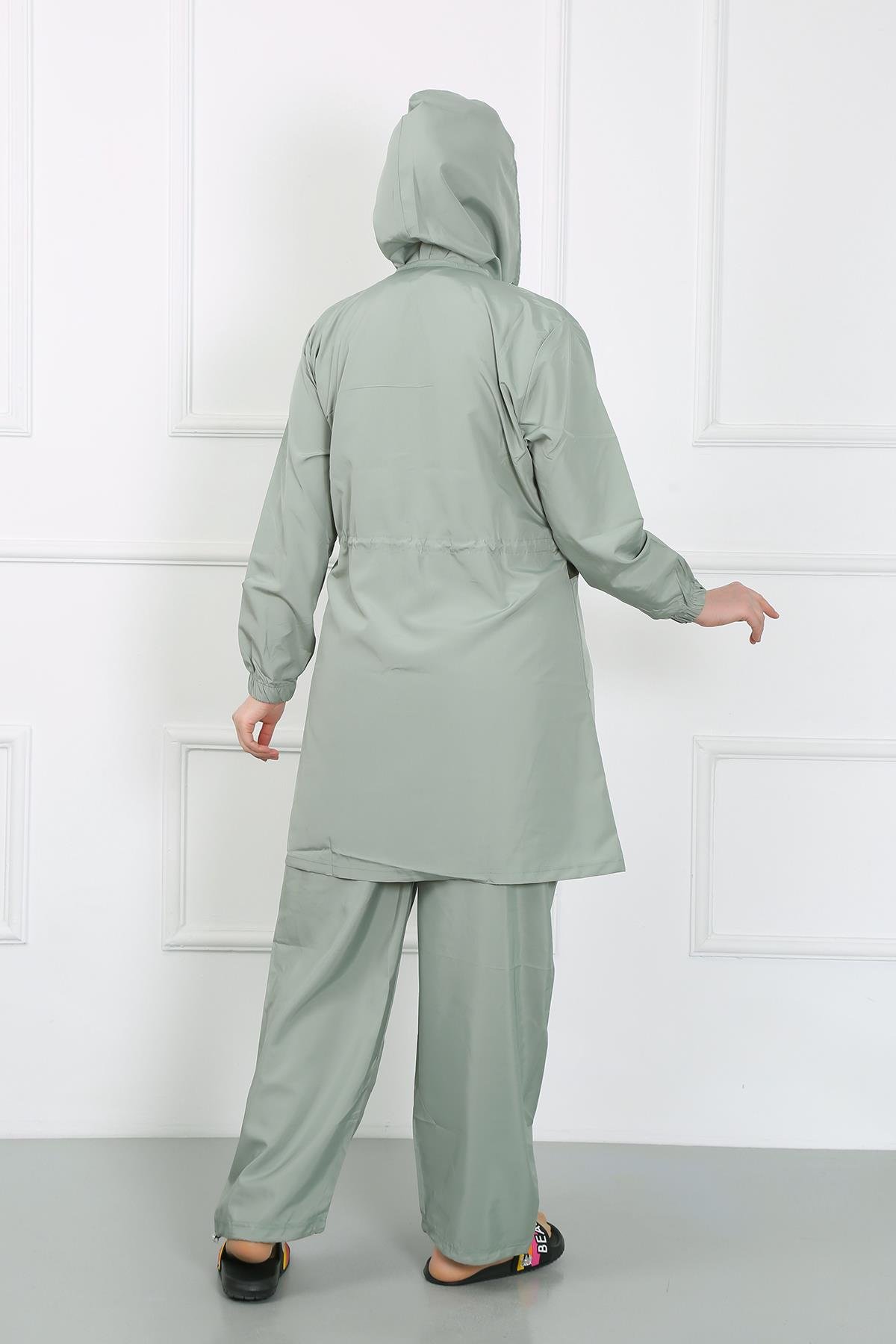 Akbeniz Büyük Beden Tesettür Mayo Su Yeşili 44020