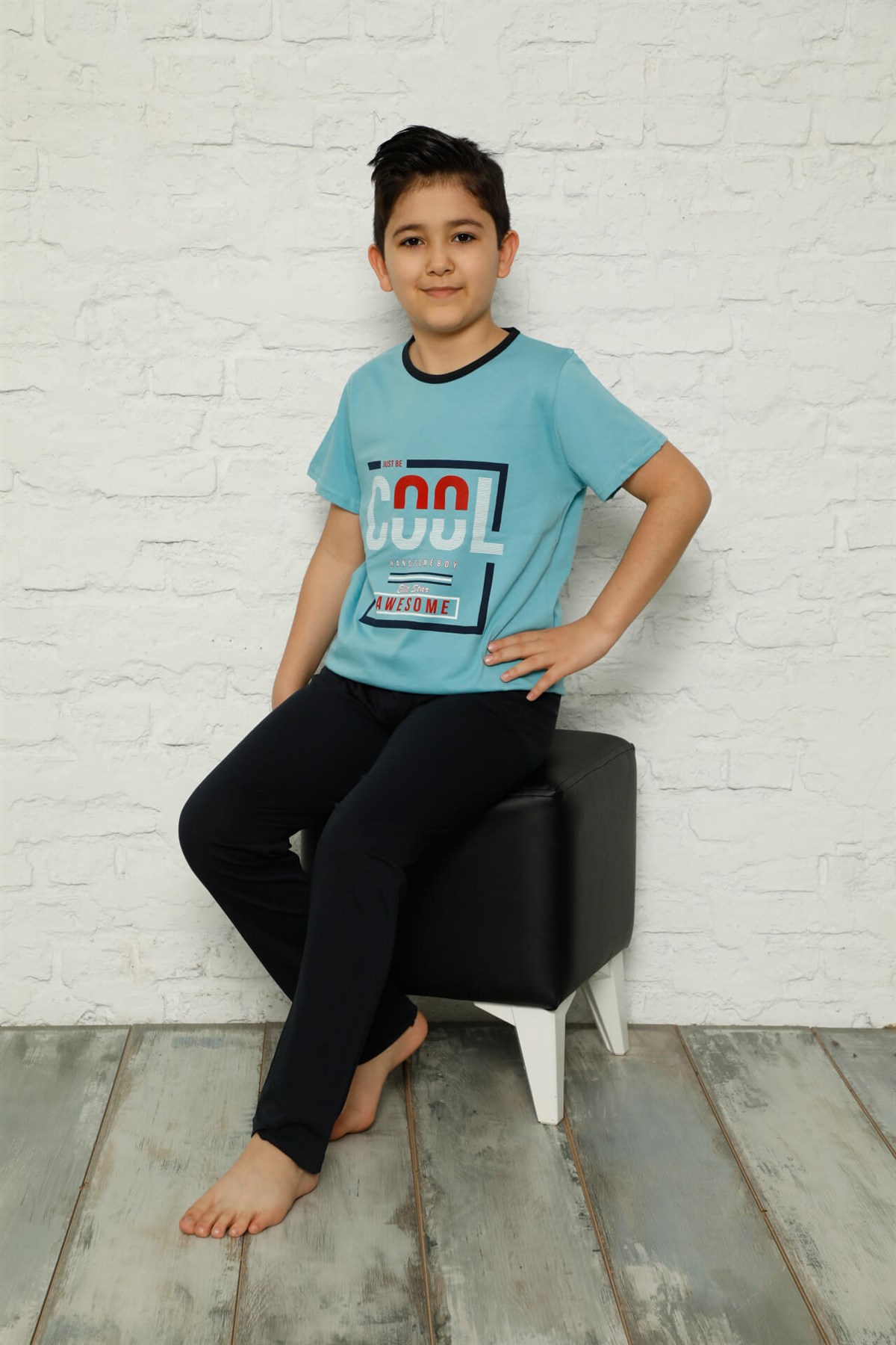 Akbeniz Çocuk Pamuk Kısa Kollu Pijama Takımı 4573