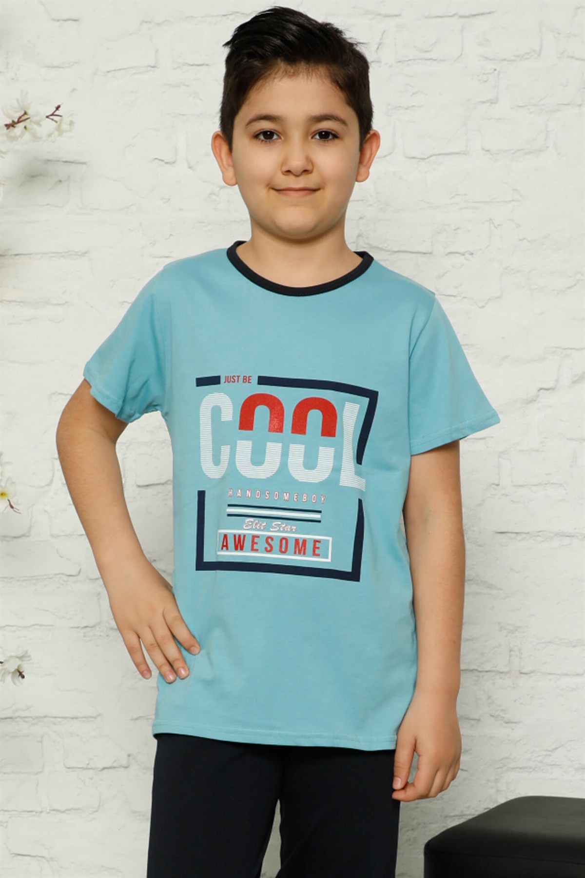 Akbeniz Çocuk Pamuk Kısa Kollu Pijama Takımı 4573