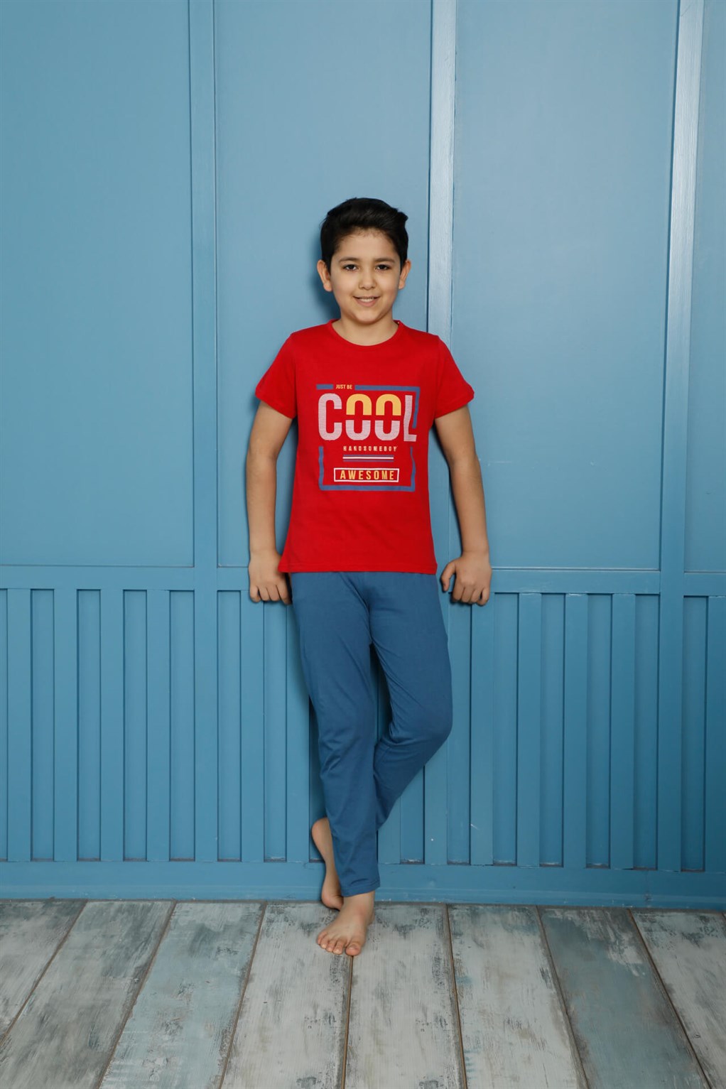 Akbeniz Çocuk Pamuk Kısa Kollu Pijama Takımı 20591K