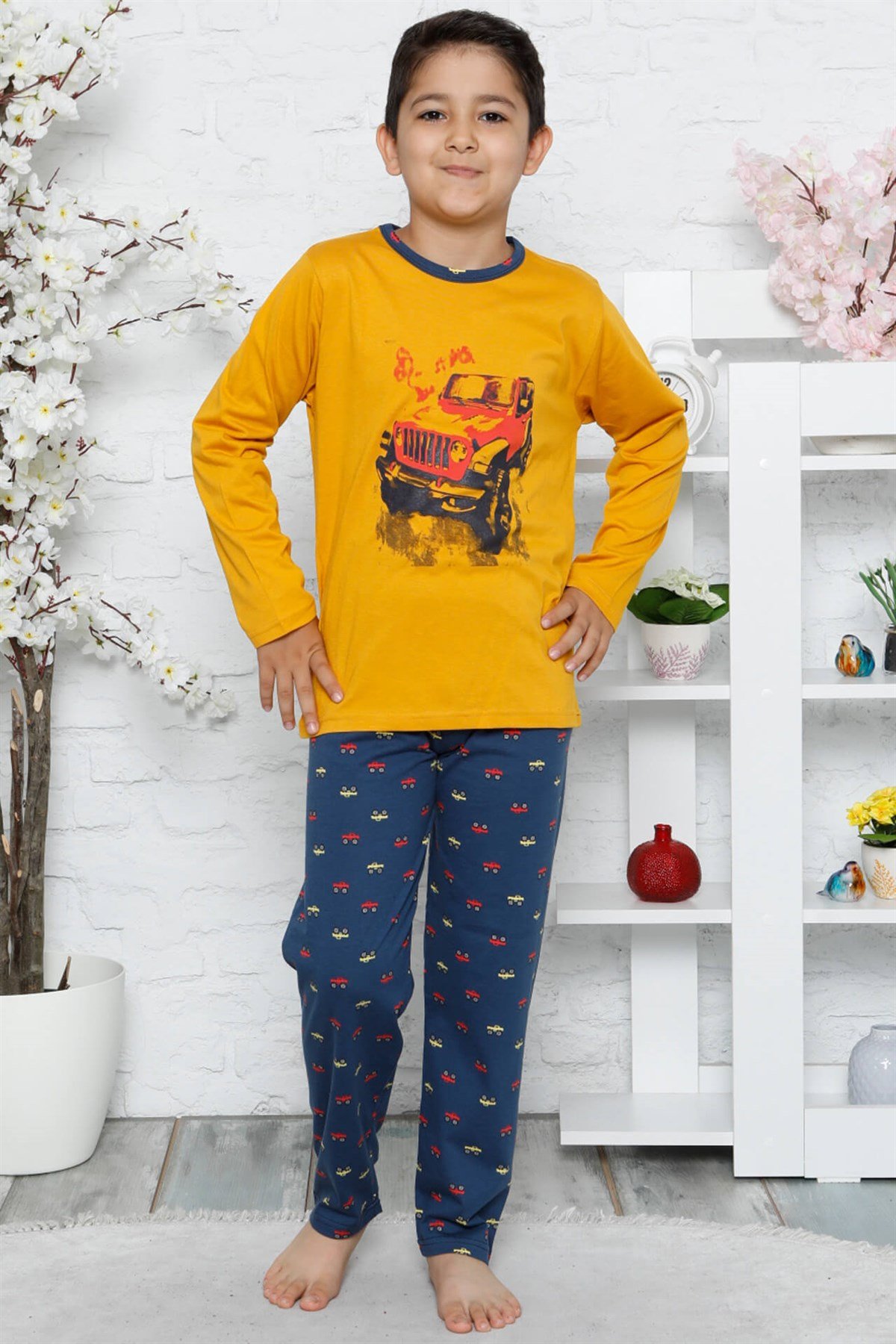 Akbeniz Çocuk Pamuk Uzun Kollu Pijama Takımı 4551