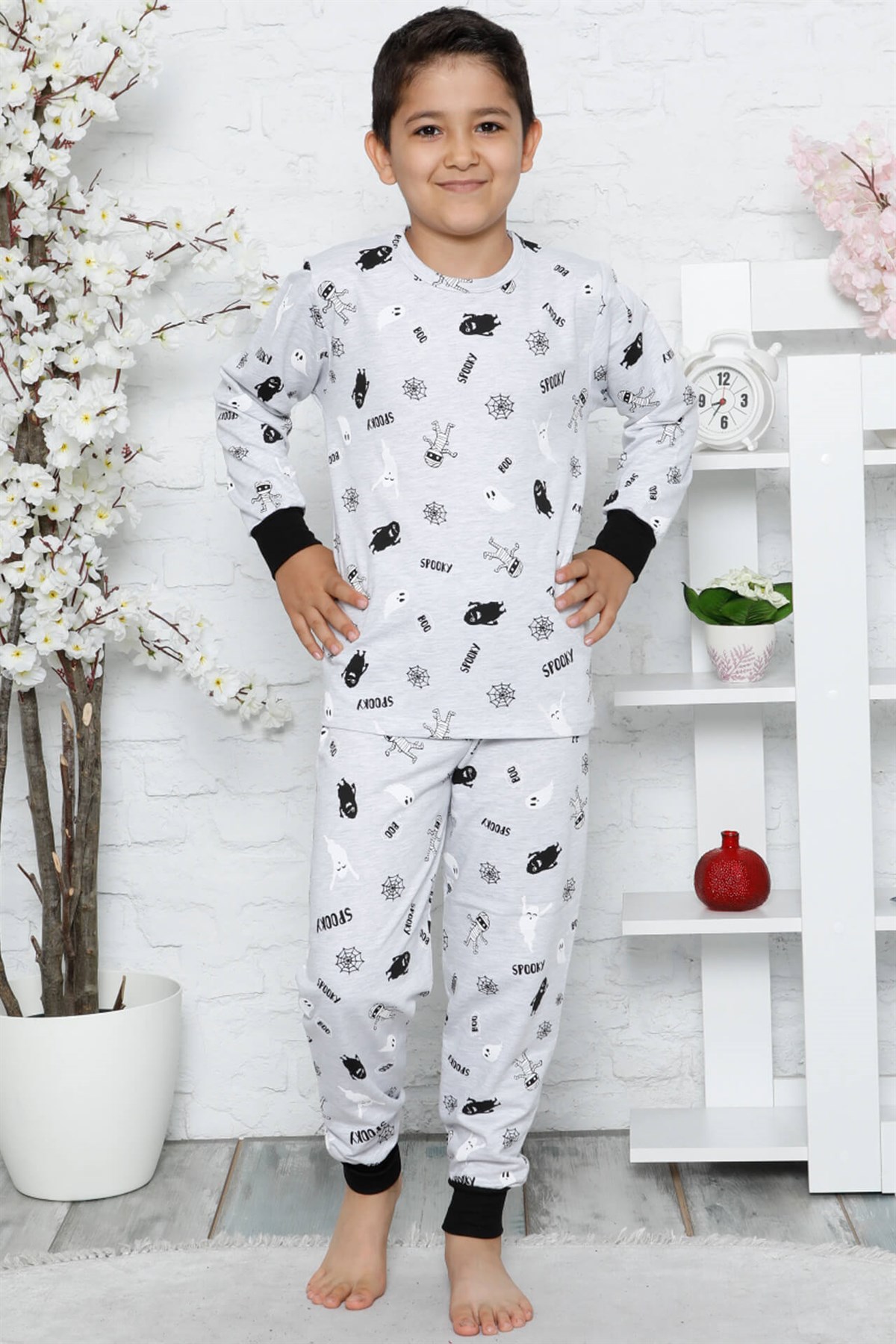 Akbeniz Çocuk Pamuk Uzun Kollu Pijama Takımı 4541