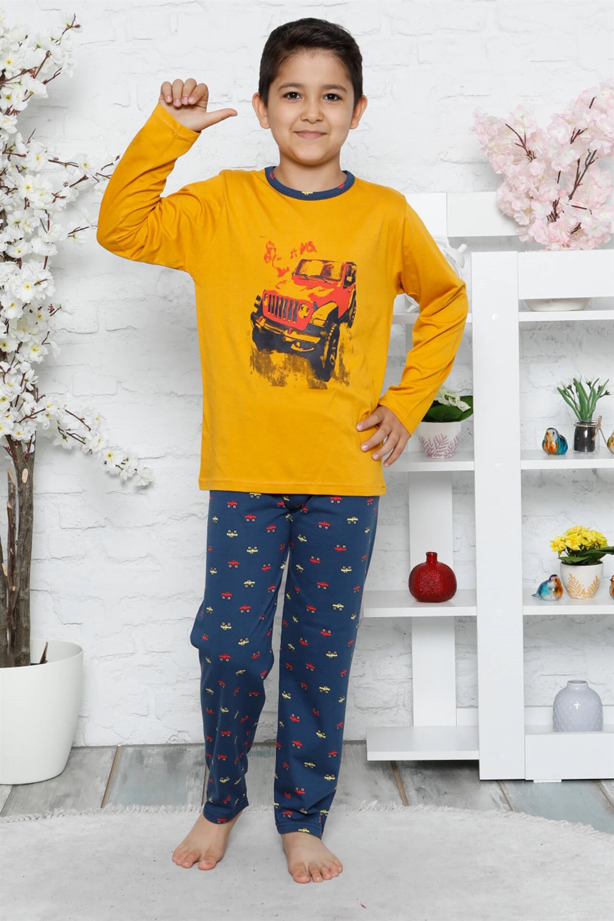 Akbeniz Çocuk Pamuk Uzun Kollu Pijama Takımı 4551