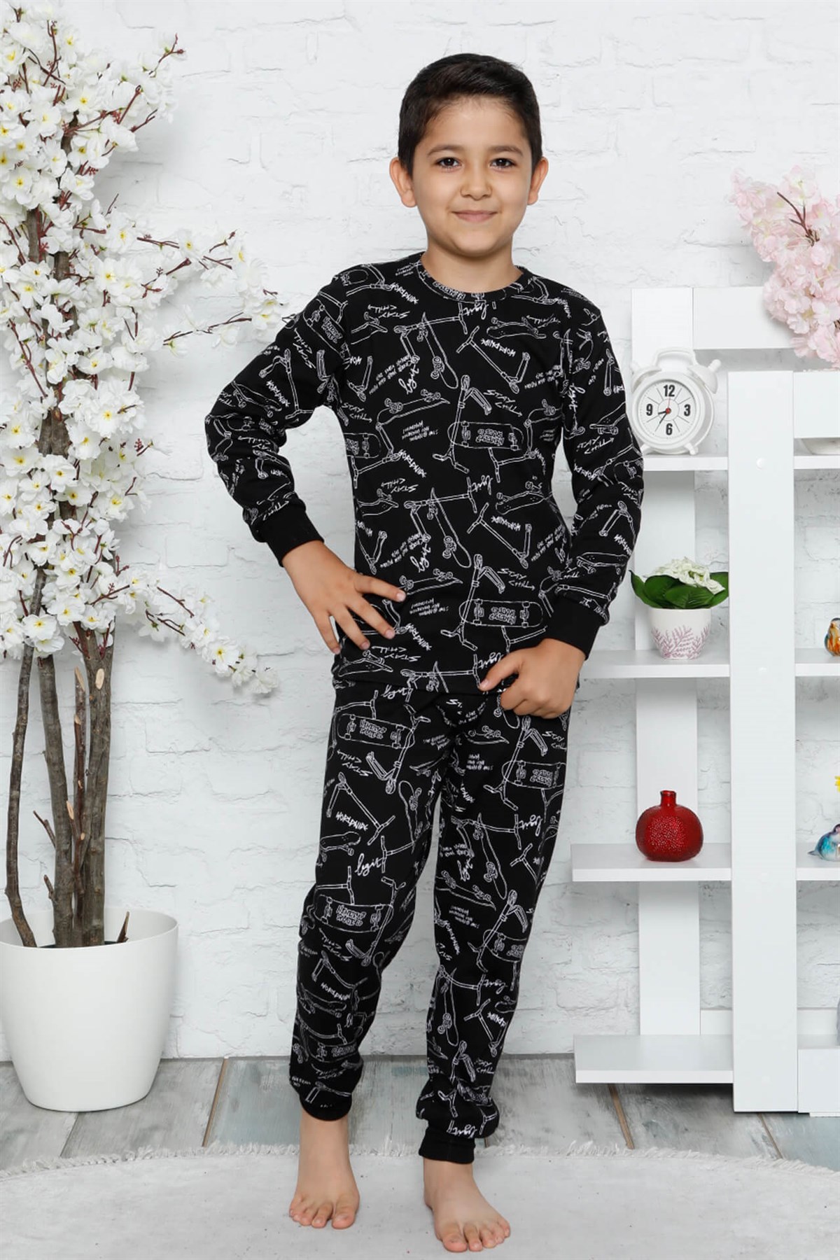 Akbeniz Çocuk Pamuk Uzun Kollu Pijama Takımı 4540