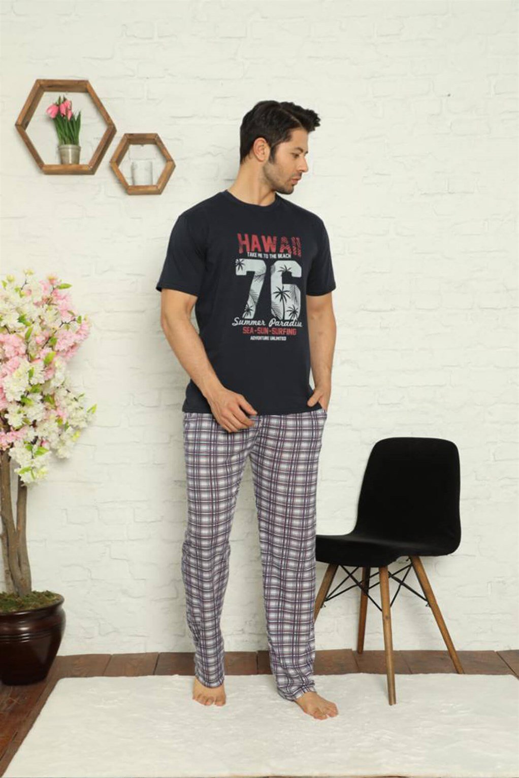 Akbeniz Erkek %100 Pamuk Cepli Pijama Takımı 2628