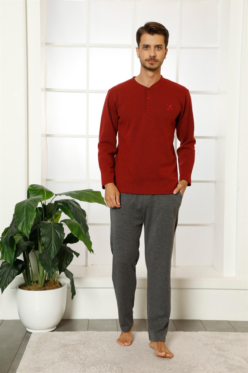 Akbeniz Erkek %100 Pamuk Cepli Uzun Kollu Pijama Takımı 6762